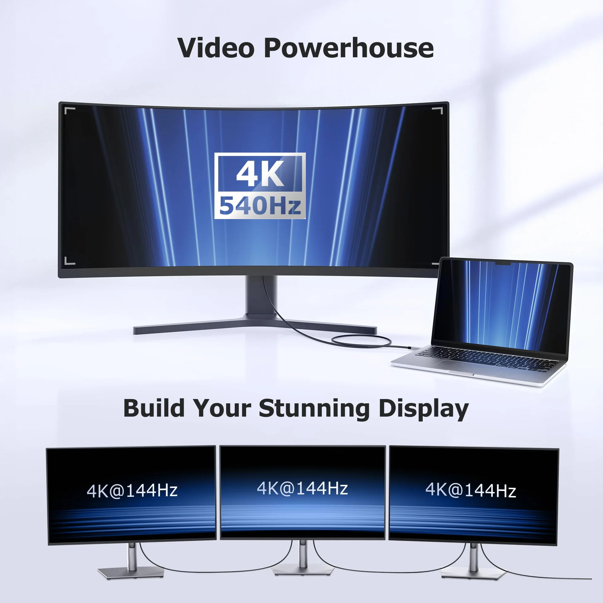 Cable Matters Certyfikat Intel: pleciony kabel Thunderbolt 5 80 Gb/s ze zwiększeniem przepustowości do 120 Gb/s i ładowaniem 240 W w kolorze czarnym – 1 m, kompatybilny z Thunderbolt 4/3, USB4 i USB-C
