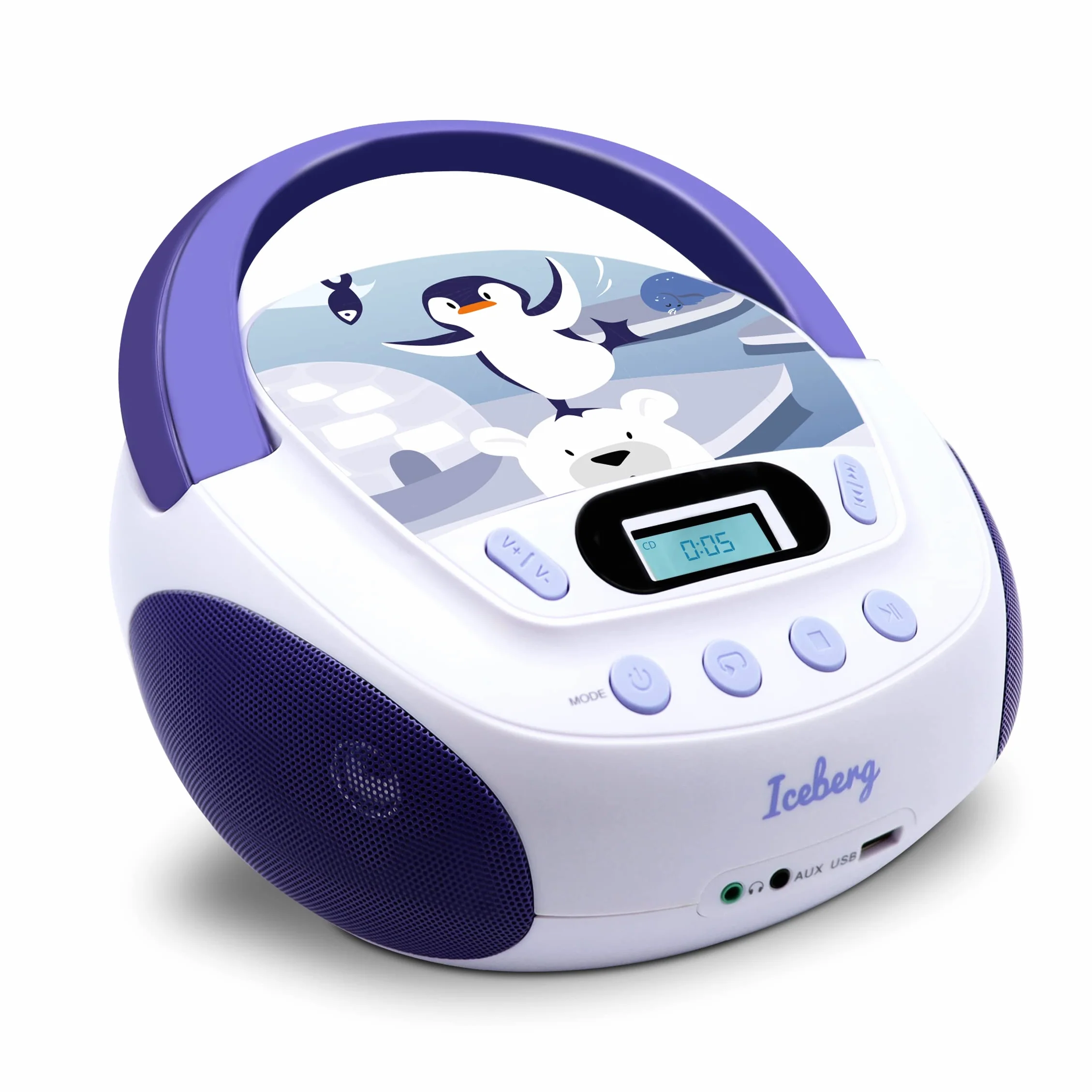 Metronic 477179 Odtwarzacz CD Iceberg MP3 z portem USB i wejściem audio, wyjście słuchawkowe Biały/Niebieski