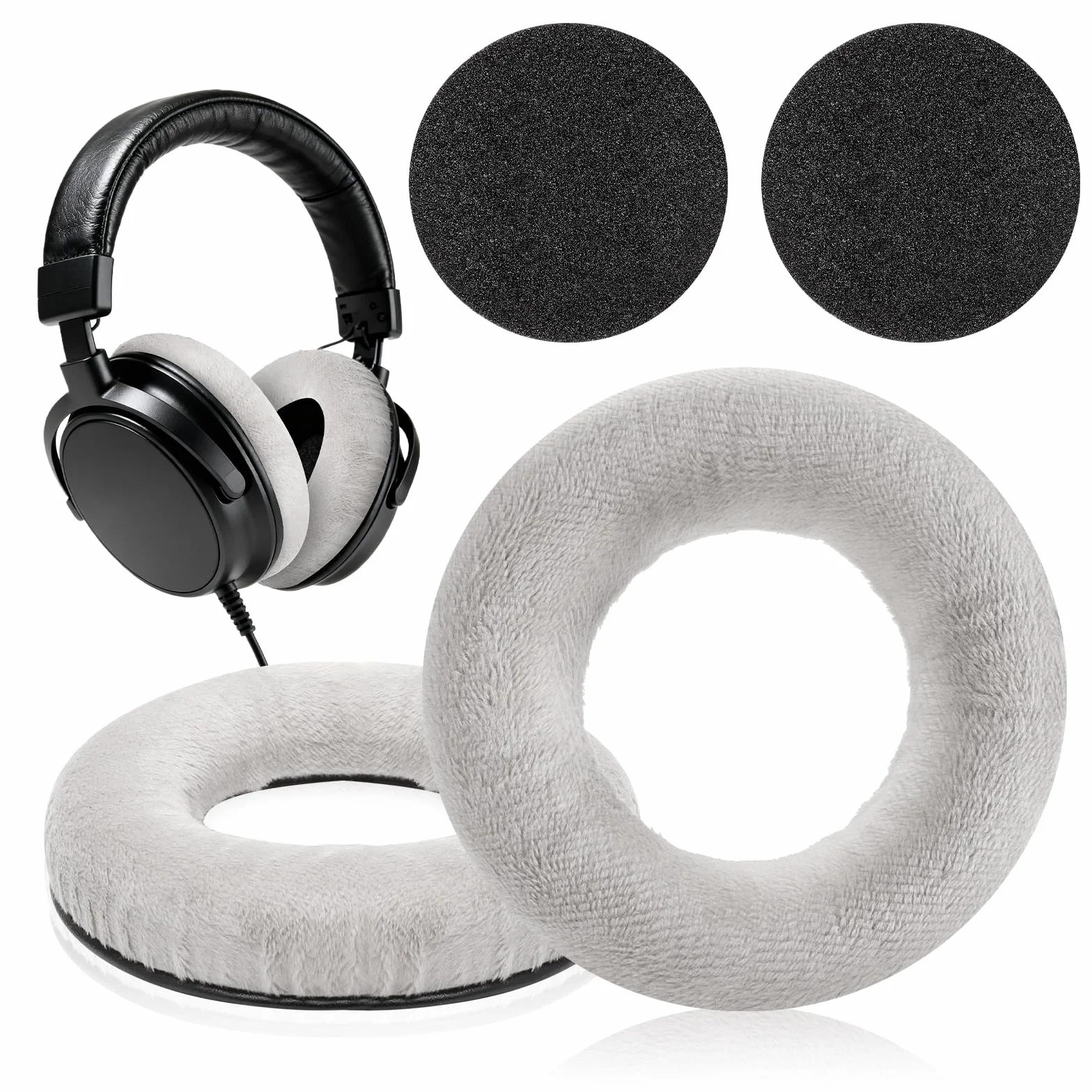 Zamienne nauszniki do Beyerdynamic DT 770 Pro, DT 990 Pro, miękkie welurowe wymienne nauszniki kompatybilne ze słuchawkami BeyerdynamicDT990 / DT880 / DT770 PRO, szare