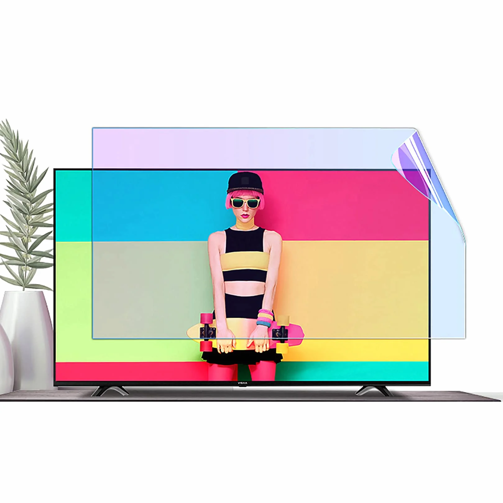 WLWLEO Przeciwodblaskowa folia ochronna do telewizora, filtr chroniący oczy przed niebieskim światłem, ultra przezroczysta matowa folia ochronna do monitora 32/50/55/60/65", 32 cale/704 × 395 mm