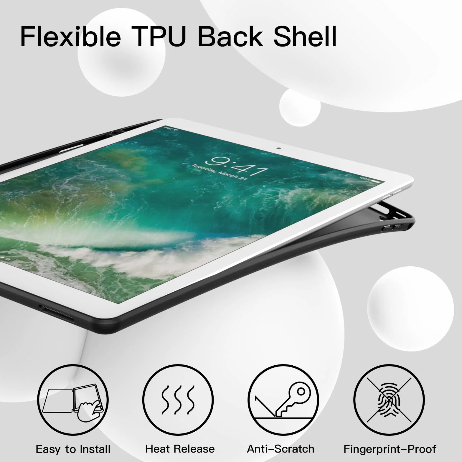 JETech Etui dla iPad Pro 12,9 Cala (Model 2015/2017, 1./2. Generacja) z Uchwytem na Długopis, Szczupły Pokrowiec na Tablet z Miękki Tył z TPU, Automatycznie Budzi/Spać (Czarny)