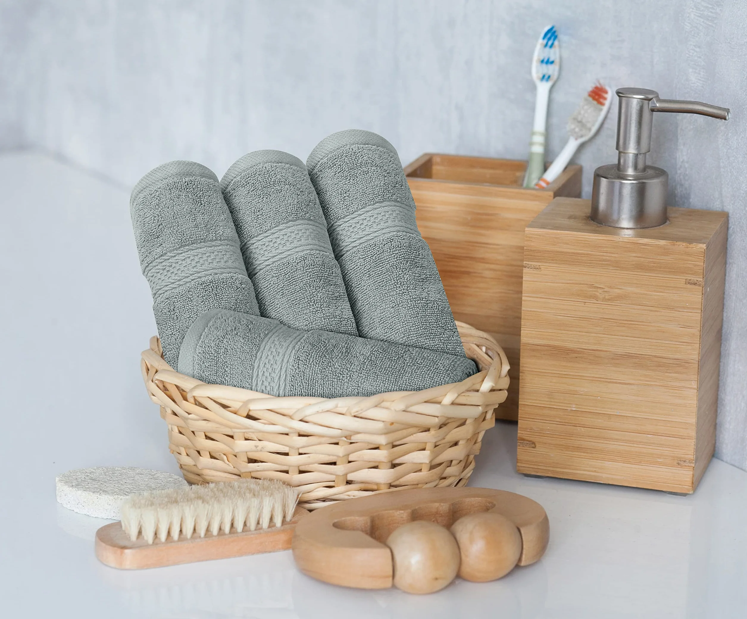 Utopia Towels 8-częściowy zestaw ręczników bawełnianych z zawieszką chłodny szary