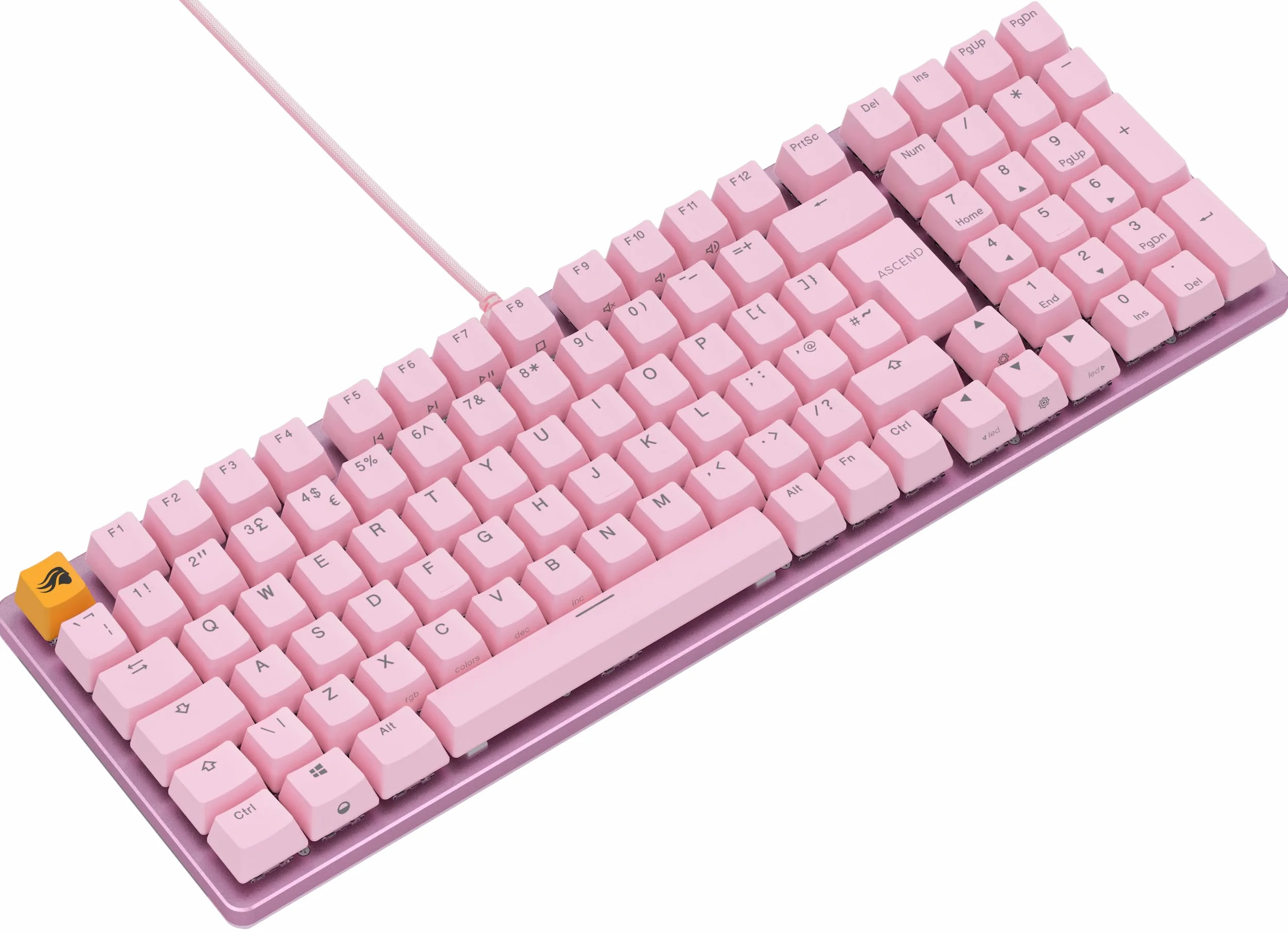 GLORIOUS Gaming GMMK 2 Full Size (96%) – klawiatura mechaniczna, obudowa aluminiowa, konfigurowalna, klawisze doubleshot, przełączniki GLORIOUS Fox, RGB, NKRO, angielski układ QWERTY - Różowy