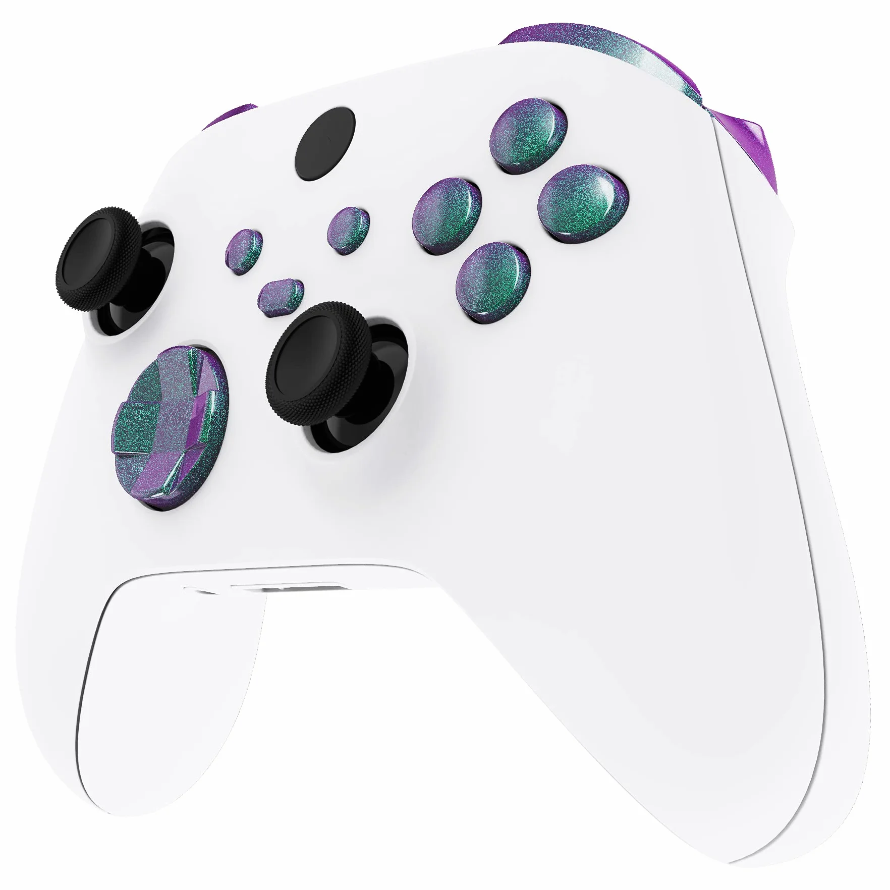 eXtremeRate No Letter Imprint Niestandardowe Pełne Przyciski dla Xbox Series X/S Controller, Kameleon Zielony Fioletowy Akcesoria Zderzaki Wyzwalacze Dpad Przyciski ABXY dla Xbox Series X/S, dla Xbox Core Controller