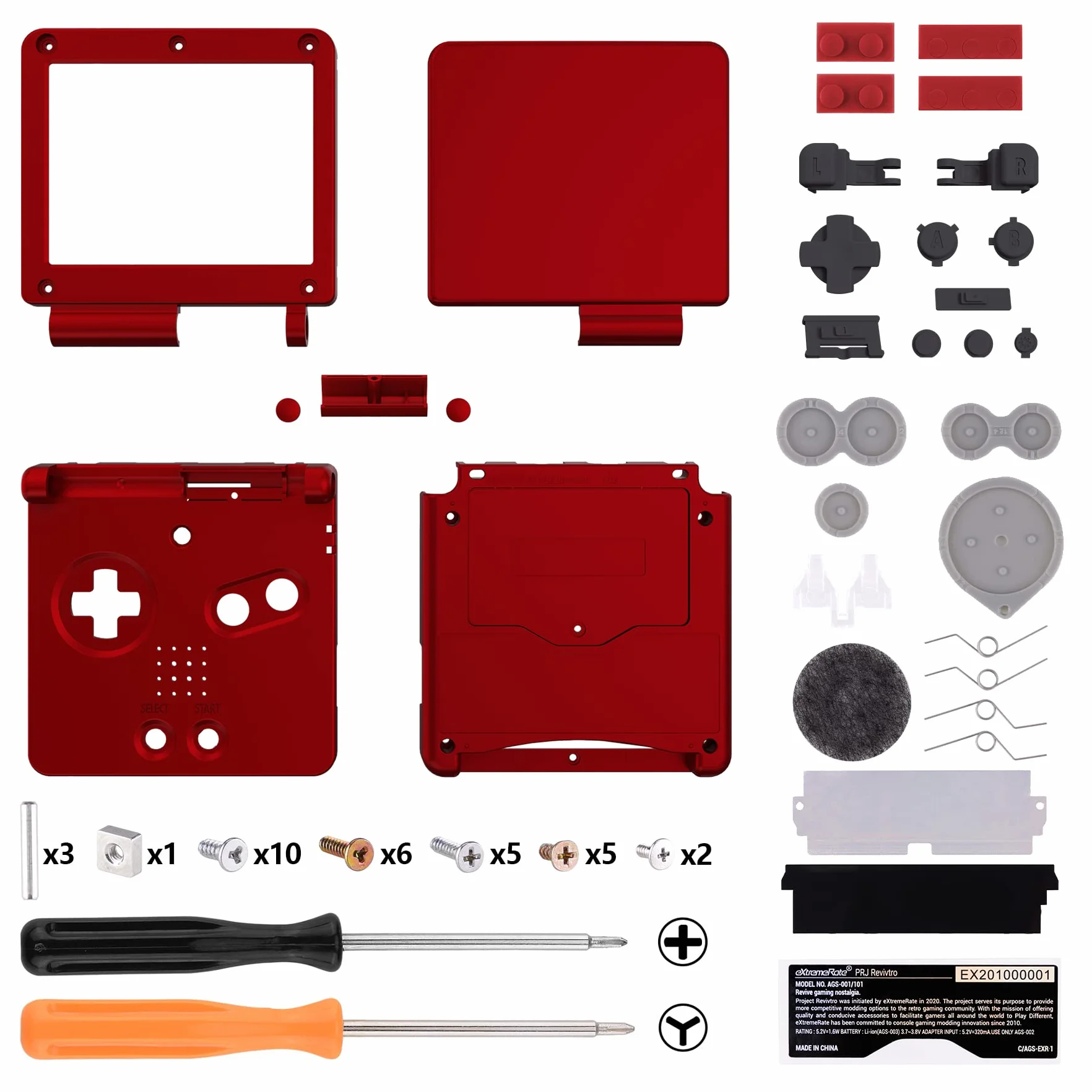 eXtremeRate Szkarłatny Czerwony Soft Touch Housing Shell dla Gameboy Advance SP GBA SP IPS Ready
