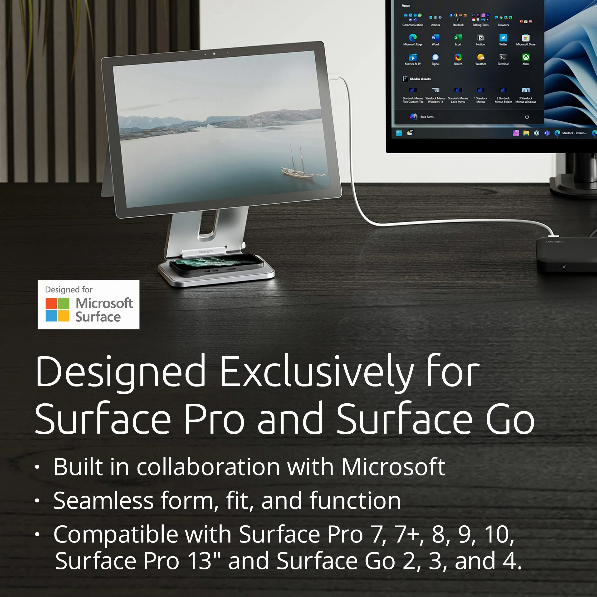 Podstawka pod laptopa Kensington stworzona we współpracy z Microsoft, 126,4 x 139,4 x 193 mm. Antypoślizgowa i amortyzująca powierzchnia, stworzona dla Surface Pro i Surface Go (K58277WW)