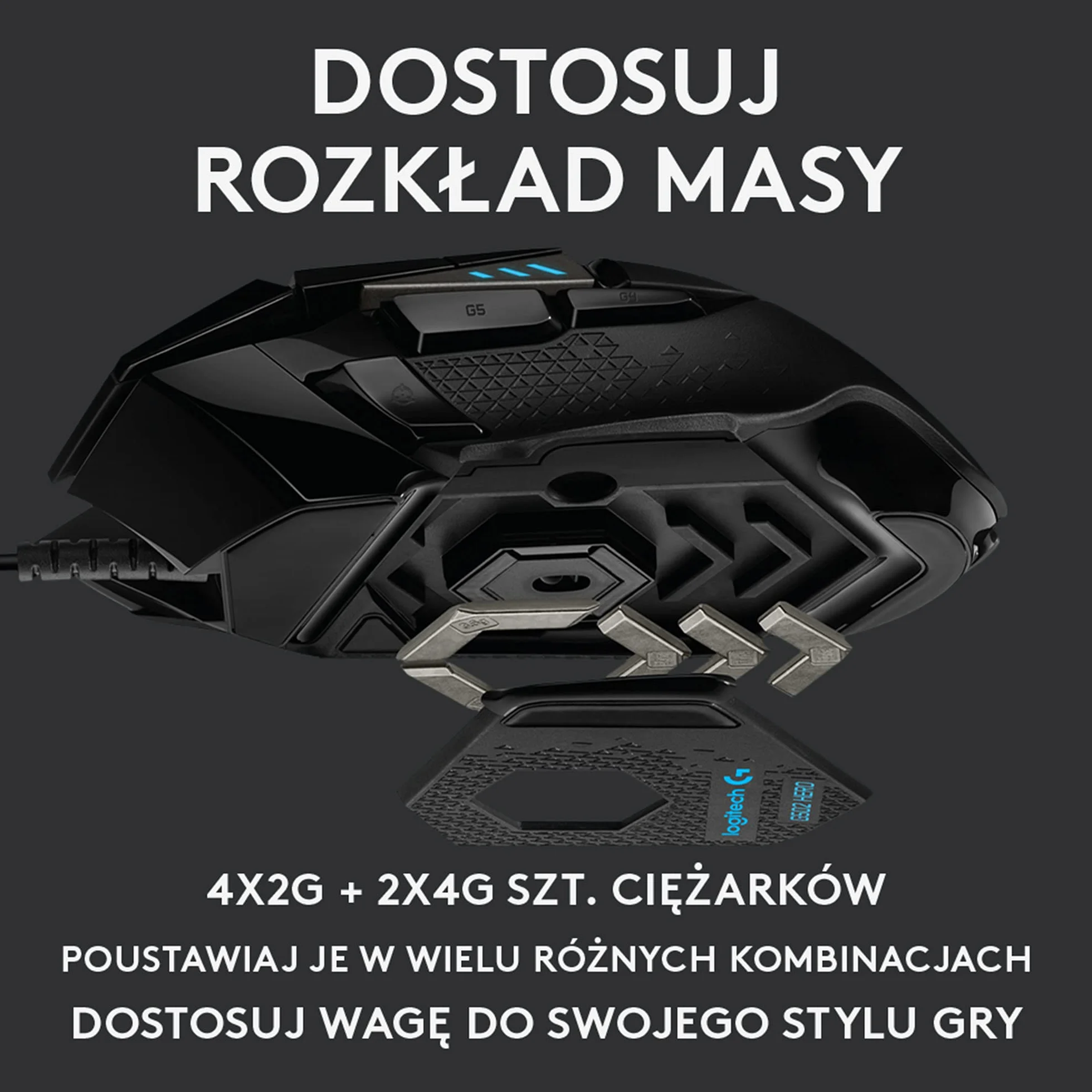Logitech G G502 HERO Ratón Gaming con Cable, HERO 25K, 25600 DPI, RGB, Peso Personalizable, 11 Botones, PC/Mac - Negro