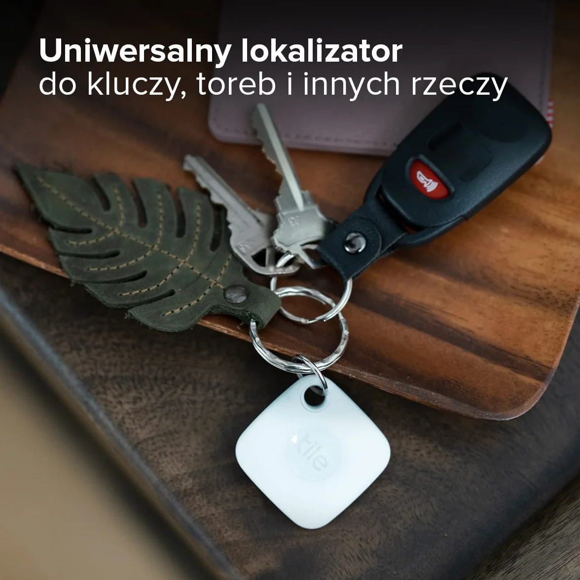 Tile Mate (2022) Lokalizator Bluetooth do znajdowania kluczy, toreb i innych przedmiotów, 1 Pak, zasieg 60m, aplikacja iOS i Android, Biala