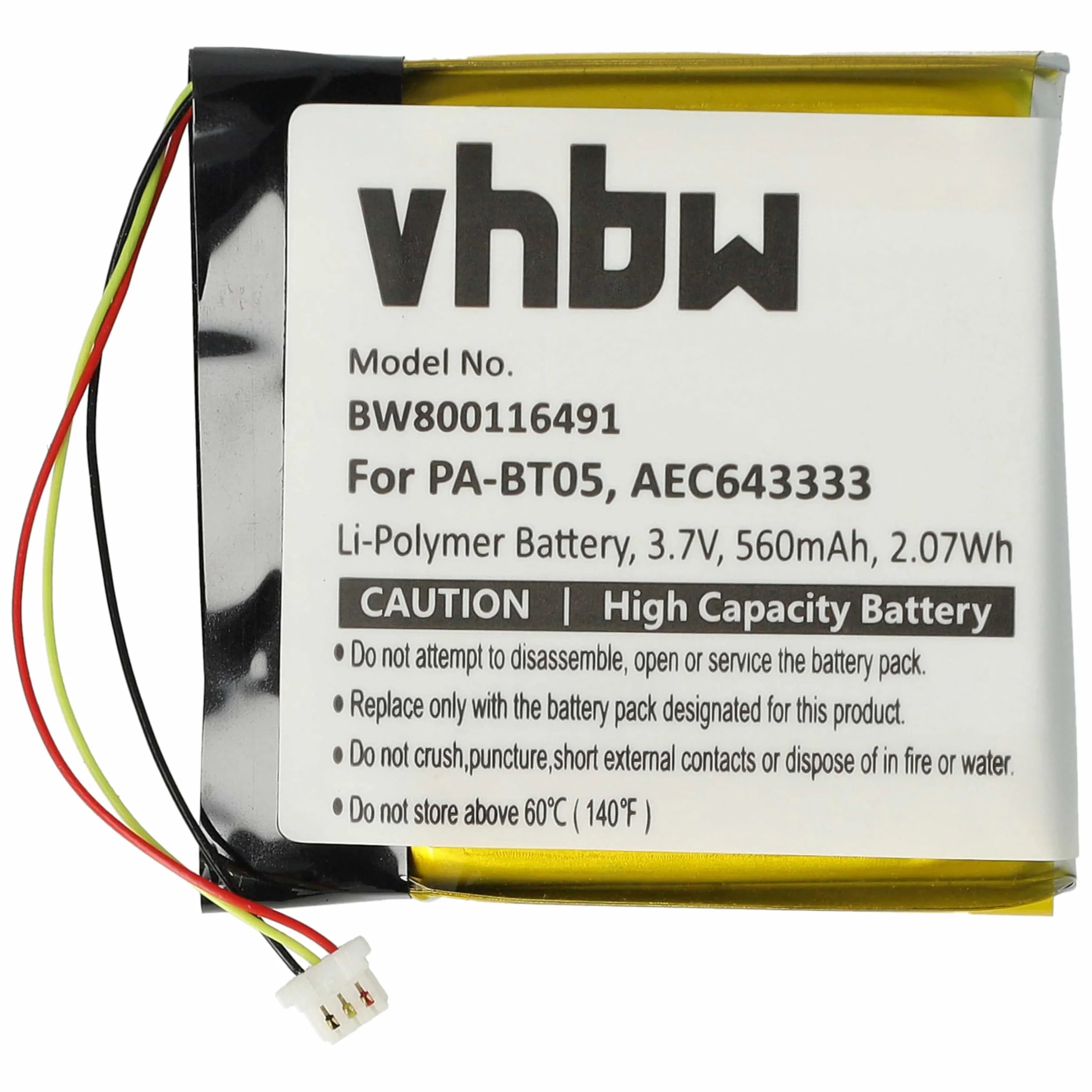 vhbw Akumulator kompatybilny z Beats Studio 3 A1914 Wireless Headset (560 mAh, 3,7 V, litowo-polimerowy)