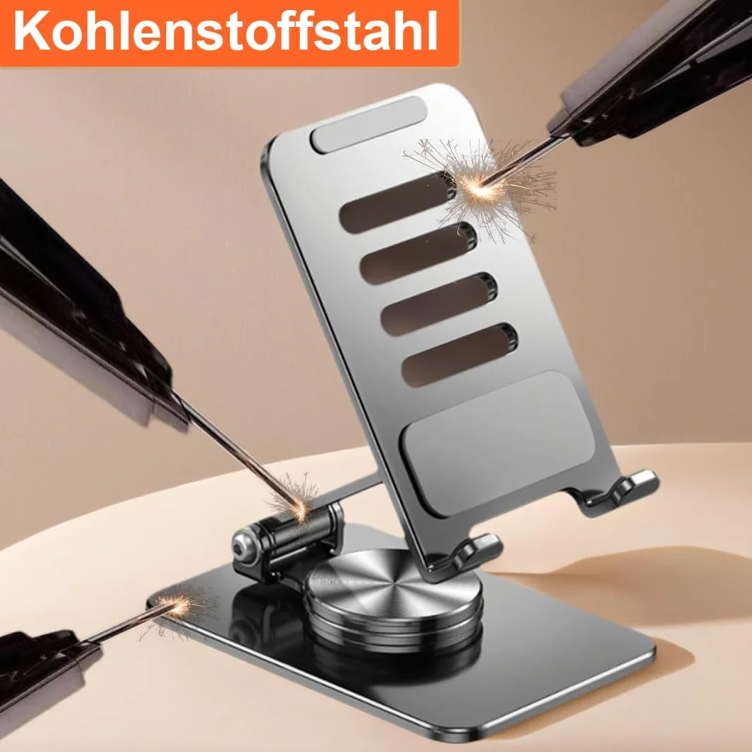 Obrotowy stojak na telefon komórkowy o 360°, składany uchwyt na telefon komórkowy, regulowany, lakierowany metalowy stojak na telefon komórkowy, regulowany stojak na biurko do smartfonów