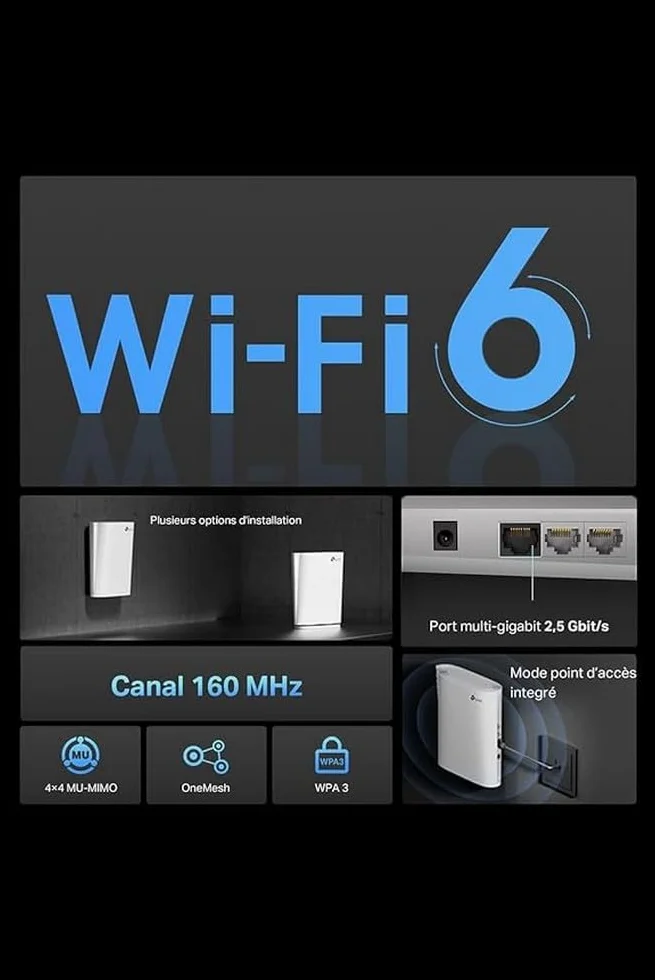 TP-Link RE900XD | Wzmacniacz sygnału Wi-Fi 6 AX6000 Dual Band | Prędkość do 6 Gb/s | Port Ethernet 2,5 Gb/s | Kompatybilny z OneMesh | Kanał 160 MHz