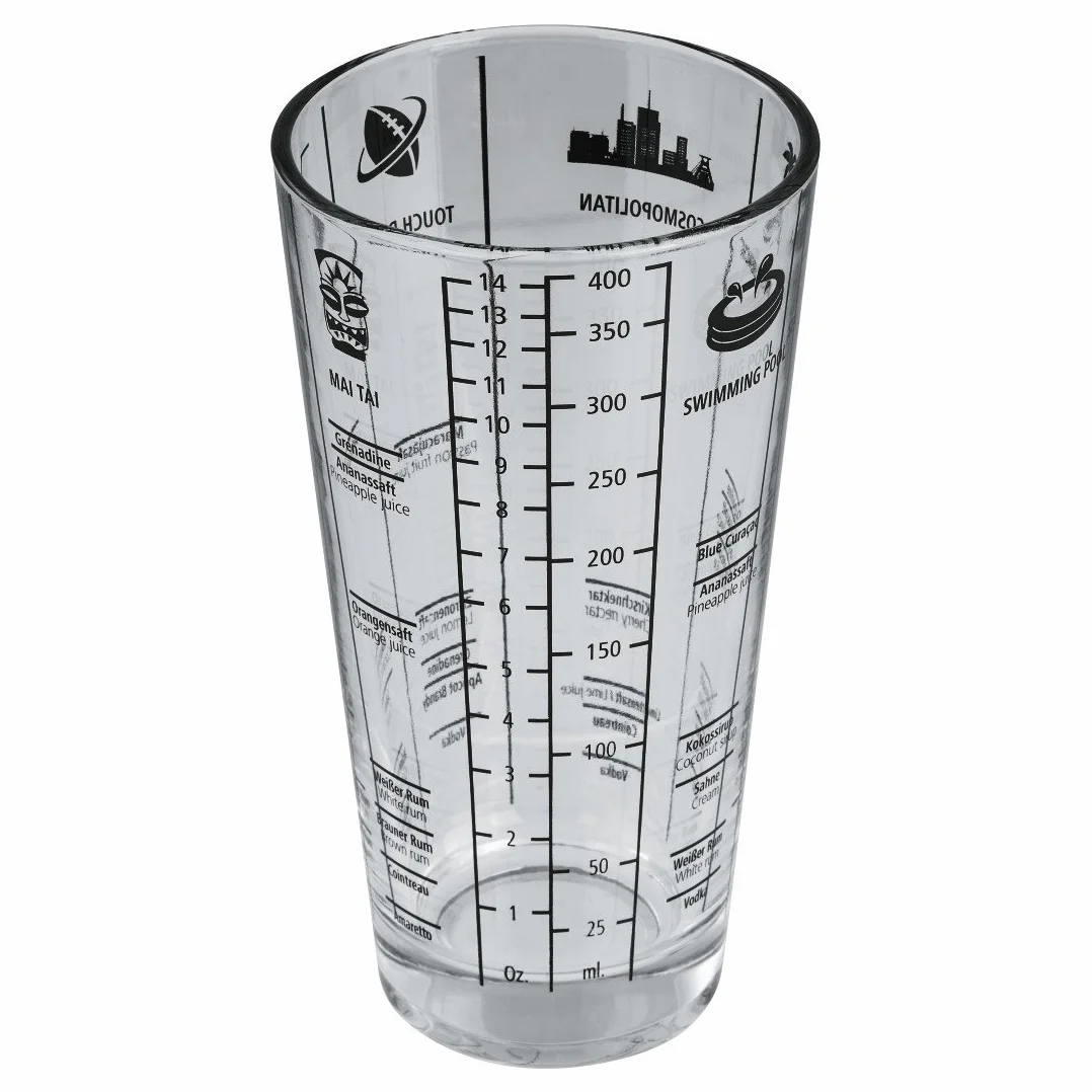 Xavax Szklany shaker do koktajlu (objętość 400 ml, sito, blokująca pokrywa, miarka, do zmywarki, średnica 8,5 cm, stal nierdzewna) transparentny