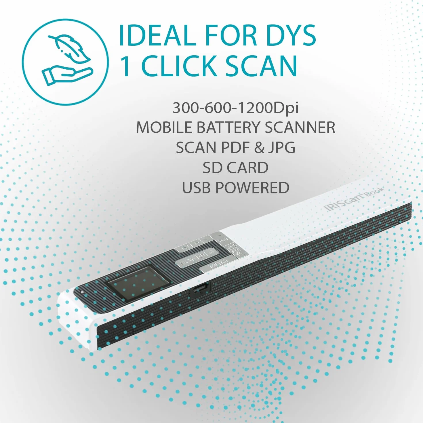 IRIScan Mobilny skaner książkowy z akumulatorem: 12 PPM skaner dokumentów, darmowy edytor PDF, mini skan do Word, PDF, XLS, karty SD, skaner ręczny przez USB, WinMac