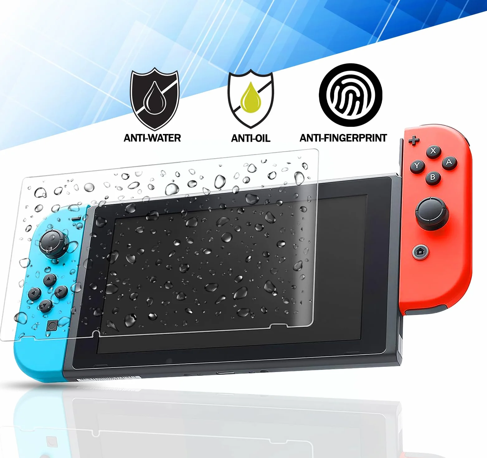 RKINC 2 sztuki, szkło pancerne, szkło ochronne do Nintendo Switch, pancerna folia ochronna na wyświetlacz HD, 0,33 mm, odporna na zarysowania, odpryski, bez pęcherzyków powietrza, 2 sztuki