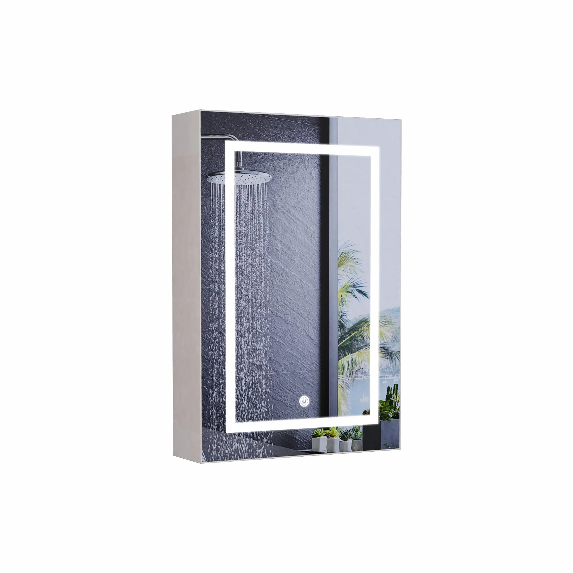 Szafka toaletowa z lustrem LED 50x70 cm ścienna łazienkowa 3 tryby oświetlenia przełącznik dotykowy