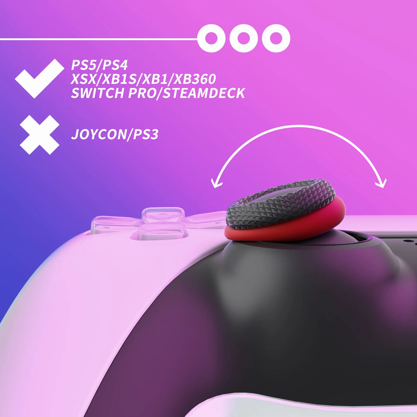 PlayVital 3 par Precision Rings do ps5/ps4 BuffeRings Silikonowe Pierścienie Assist Amortyzatory Thumbsticka do Xbox Series/One X S,do Xbox 360,do Switch Pro,do Steam Deck