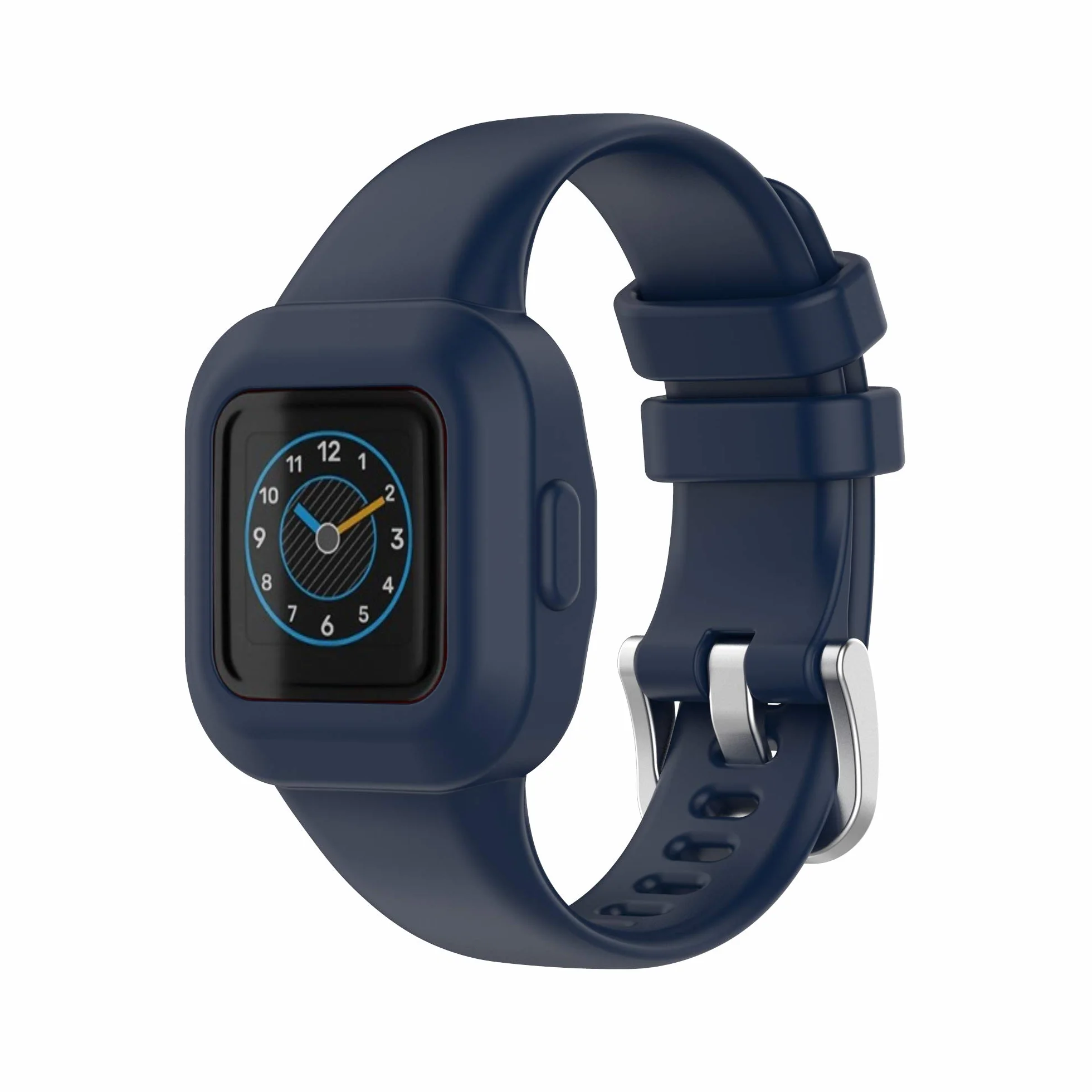INF Pasek do zegarka kompatybilny z Garmin Vivofit Jr. 3, silikonowy pasek sportowy z etui, miękki, oddychający, odporny na zarysowania, regulowany pasek zastępczy dla kobiet i mężczyzn (niebieski)