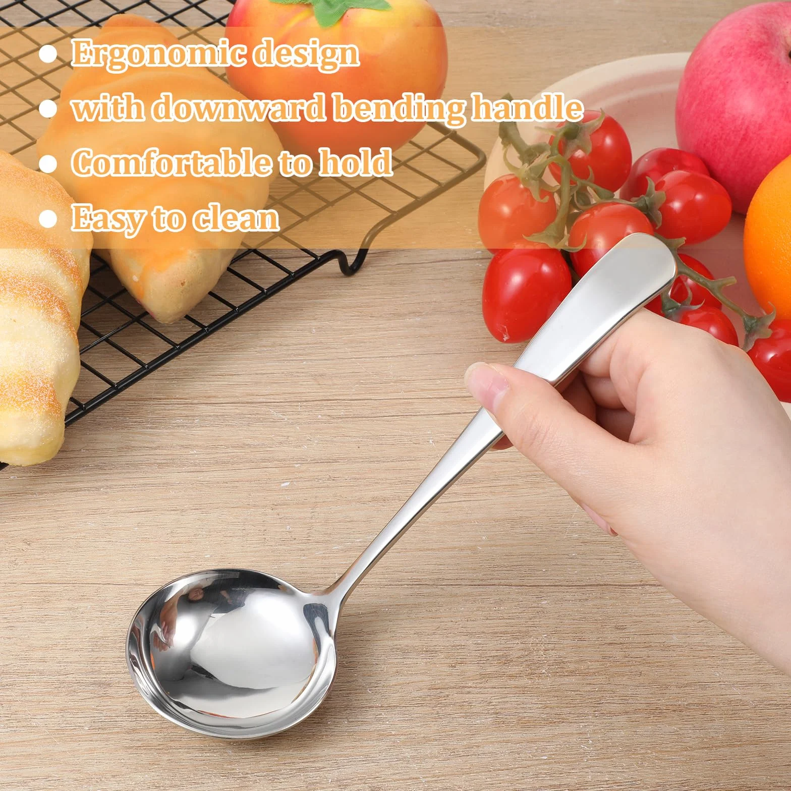 Srebrna mała chochla do zupy z sosem premium 18/10 chochla do sosu ze stali nierdzewnej wykwintna chochla do sosu sosu chochla łyżka do serwowania sosu zupy