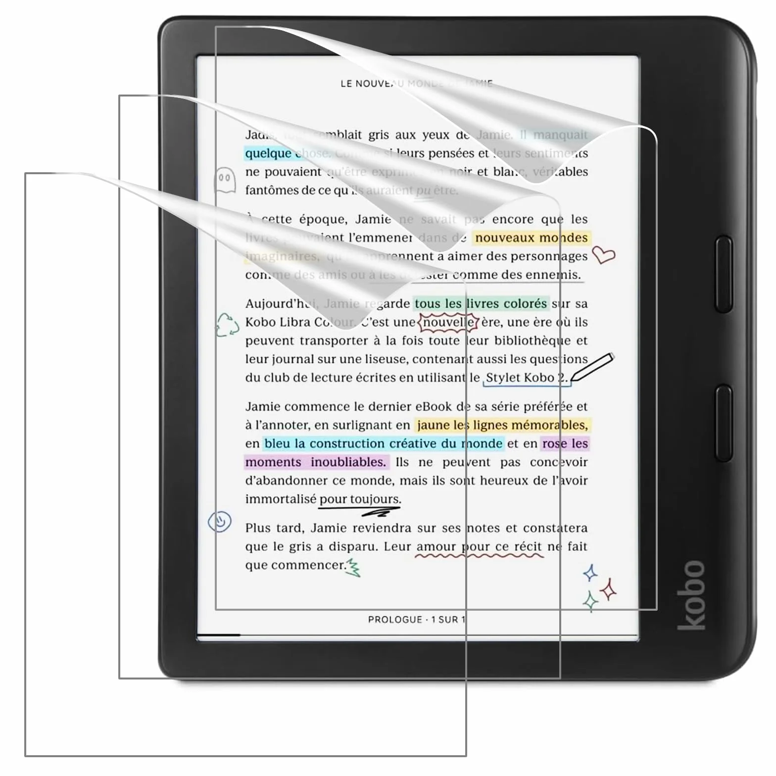 MoKo 3-Pack Matte Screen Protector Fits Kobo Libra Colour 7 Inches 2024/Kobo Libra 2 E-Reader 7" 2021, Premium PET Anti-Glare Screen Protective Film Screen Protector