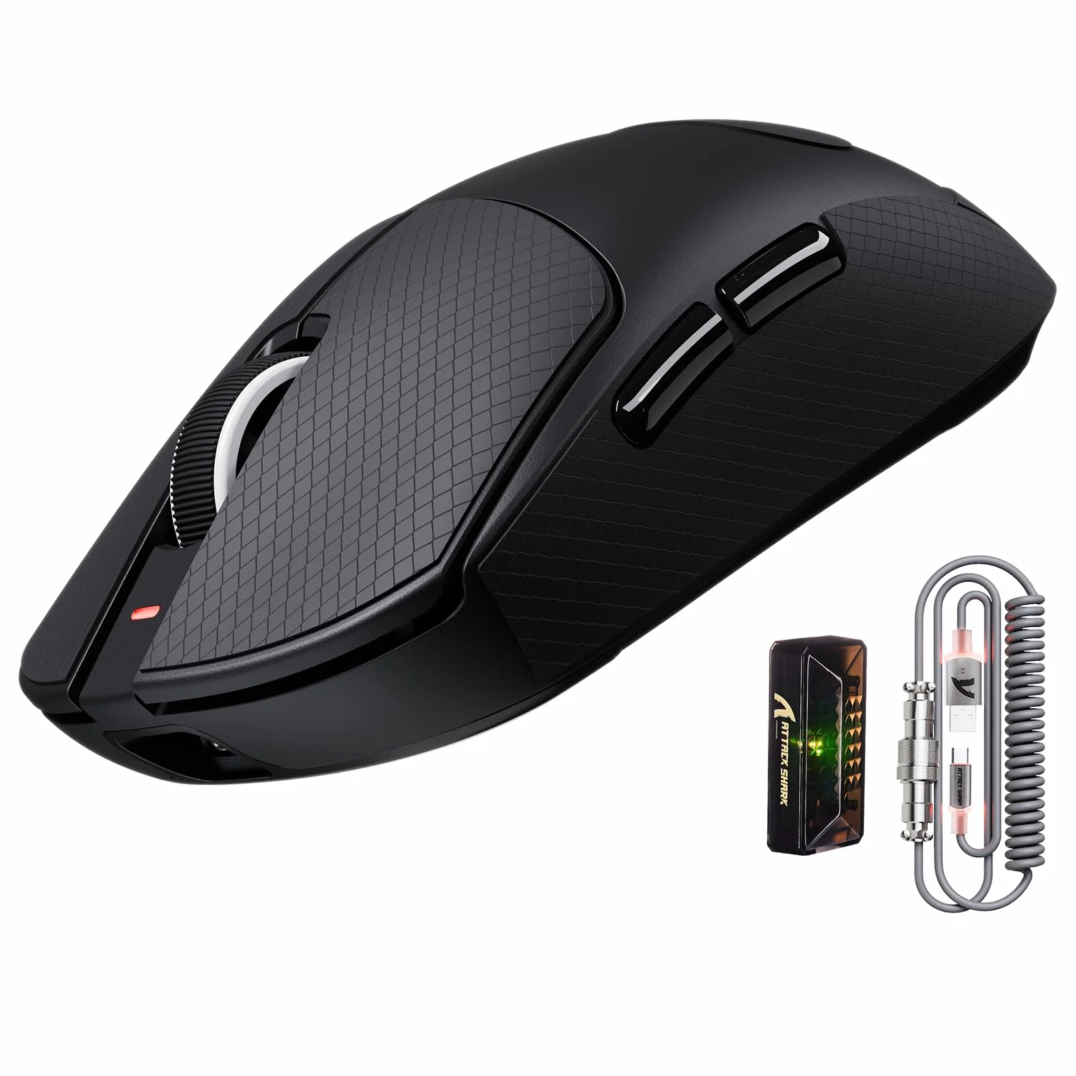 ATTACK SHARK X8 Ultra 8KHz Bezprzewodowa Mysz Gamingowa, 55g Ultralekkie, Nordic 52840, PAW3950MAX, 42KDPI, BT/2.4Ghz/USB-C, Chłodne Nano-Pokrycie, Dużych Rąk, 500mAh, Griptape, SW&Web Driver (Czarny)