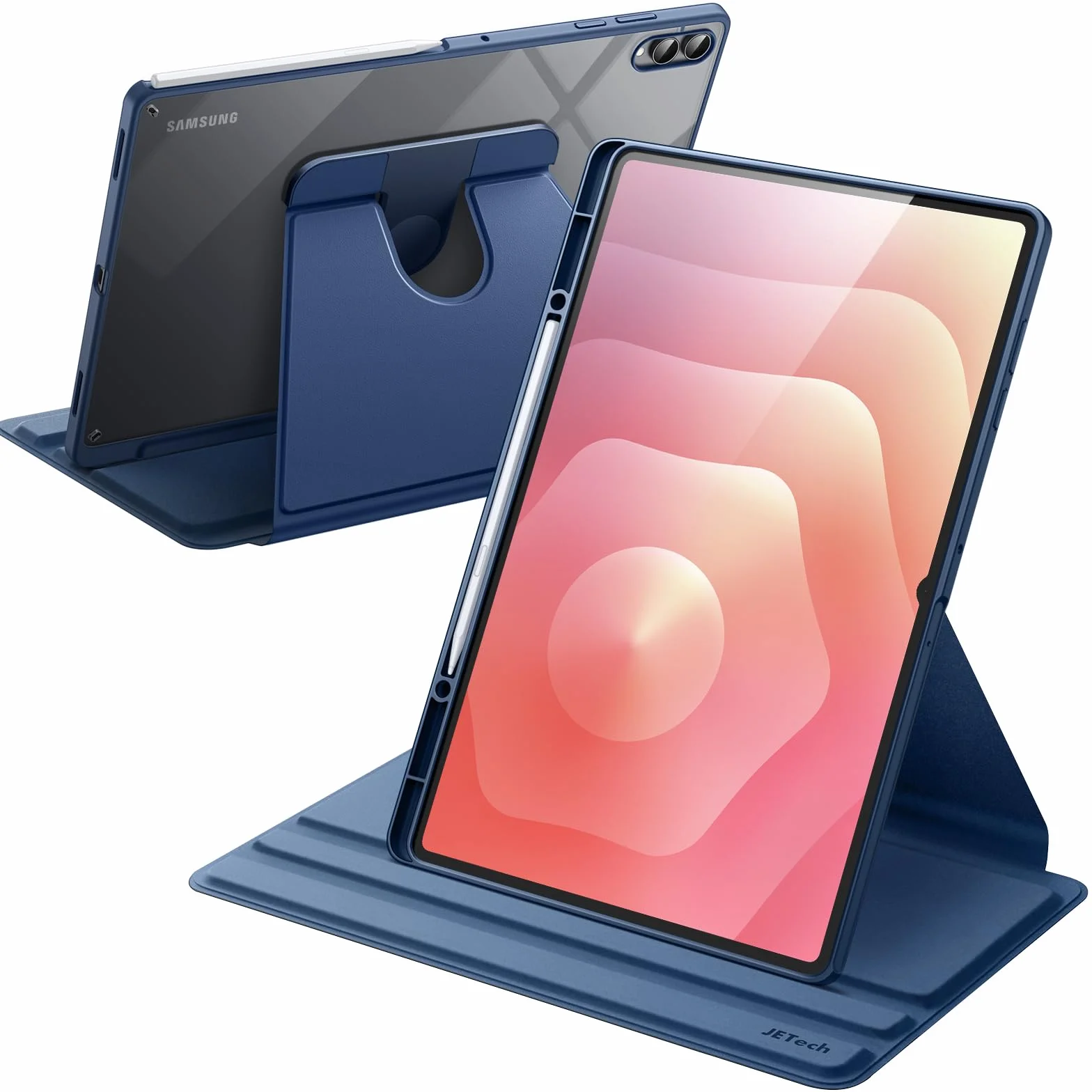 JETech Obrotowe Etui dla Samsung Galaxy Tab S11 Ultra z Uchwytem S Pen, 360 Stopni Obrotem Ochronna Podstawkę Osłona Przejaśniać Tylna, Automatycznie Budzi/Spać (Granatowy)