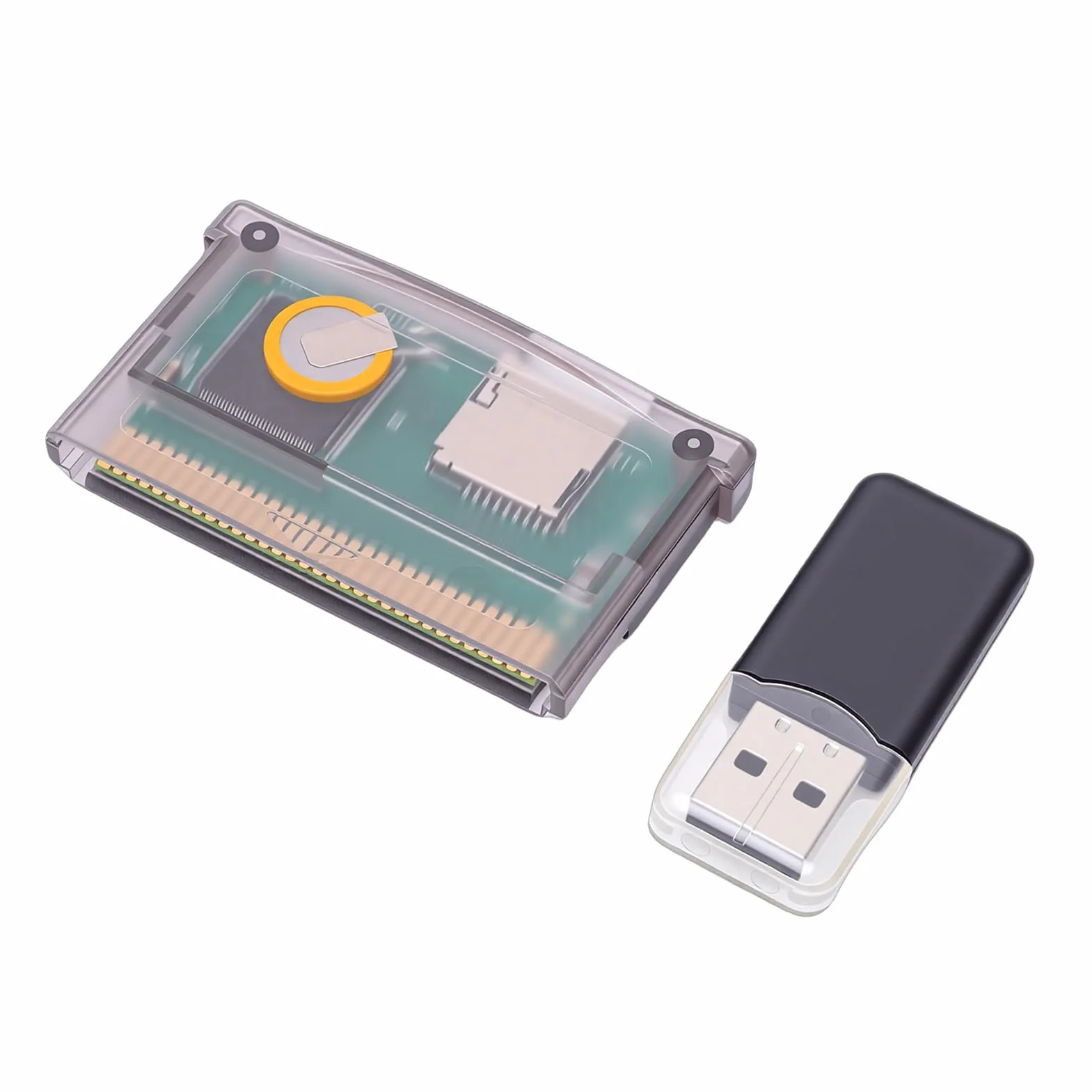 LICAEVEY Karta Pamięci GBA Flash, Karta do Gry dla Gameboy Advance SP itp., Maksymalna pojemność 2 GB, Wymagany Format FAT, kompatybilność Uniwersalna (fioletowy przezroczysty)