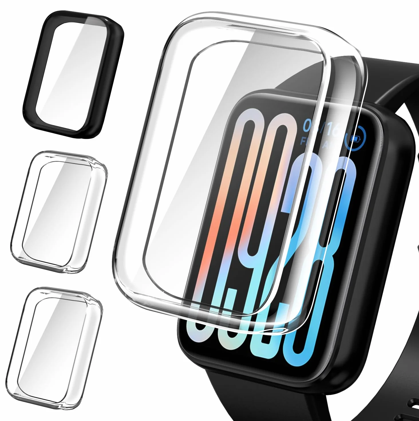 iVoler 3 sztuki przezroczystego etui z folią ochronną do Xiaomi Smart Band 9 Pro/Xiaomi Mi Band 9 Pro, pełne pokrycie, ultra cienki miękki futerał TPU, 2 przezroczyste 1 czarny