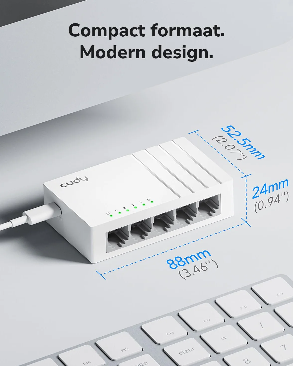 Cudy GS105U 5-portowy gigabitowy przełącznik Ethernet z gniazdem zasilania USB-C pulpit rozdzielacz Ethernet plastikowa obudowa nieekranowany przełącznik Plug & Play bez wentylatora niezarządzany