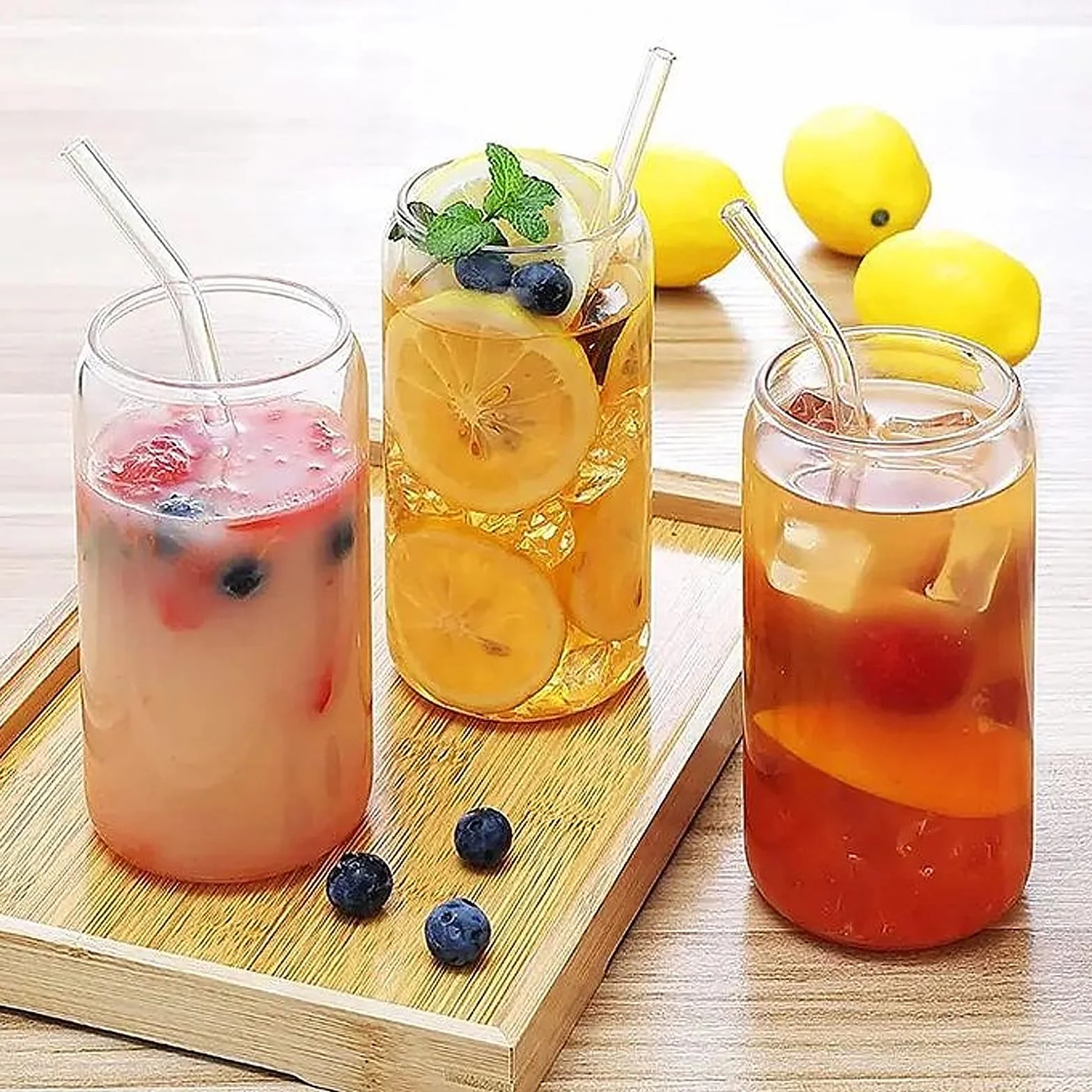 Szklane Kubki z Pokrywką i Słomką - Zestaw 2 Szklanek do Piwa i Kawy, 400 ml, Wielokrotnego Użytku, na Prezent