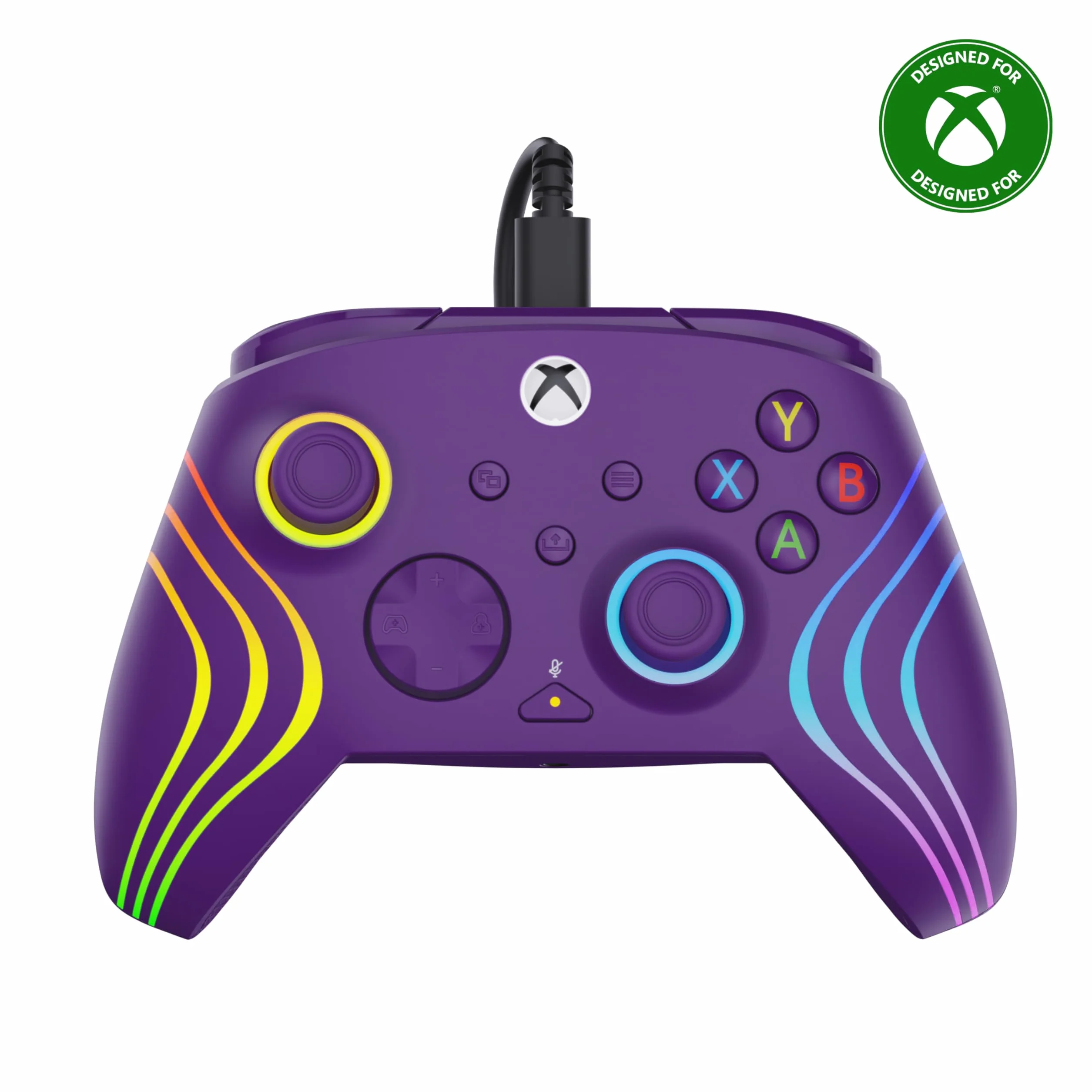 Turtle Beach Afterglow Wave Kontroler do gier RGB na przewodach w kolorze fioletowym – Licencjonowany dla Xbox Series X lub S, Xbox One i Windows