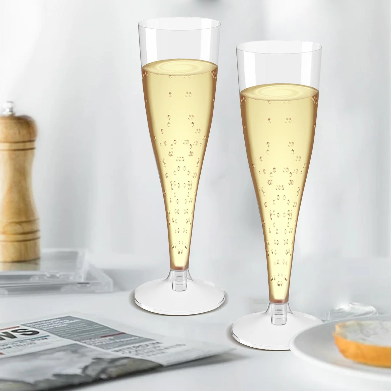 Plastikowe kieliszki do szampana, 20 sztuk, 100 ml, kieliszek do szampana, kieliszek do szampana, na przyjęcie szampana, imprezę, piknik, kieliszki do wina, urodziny, wesele
