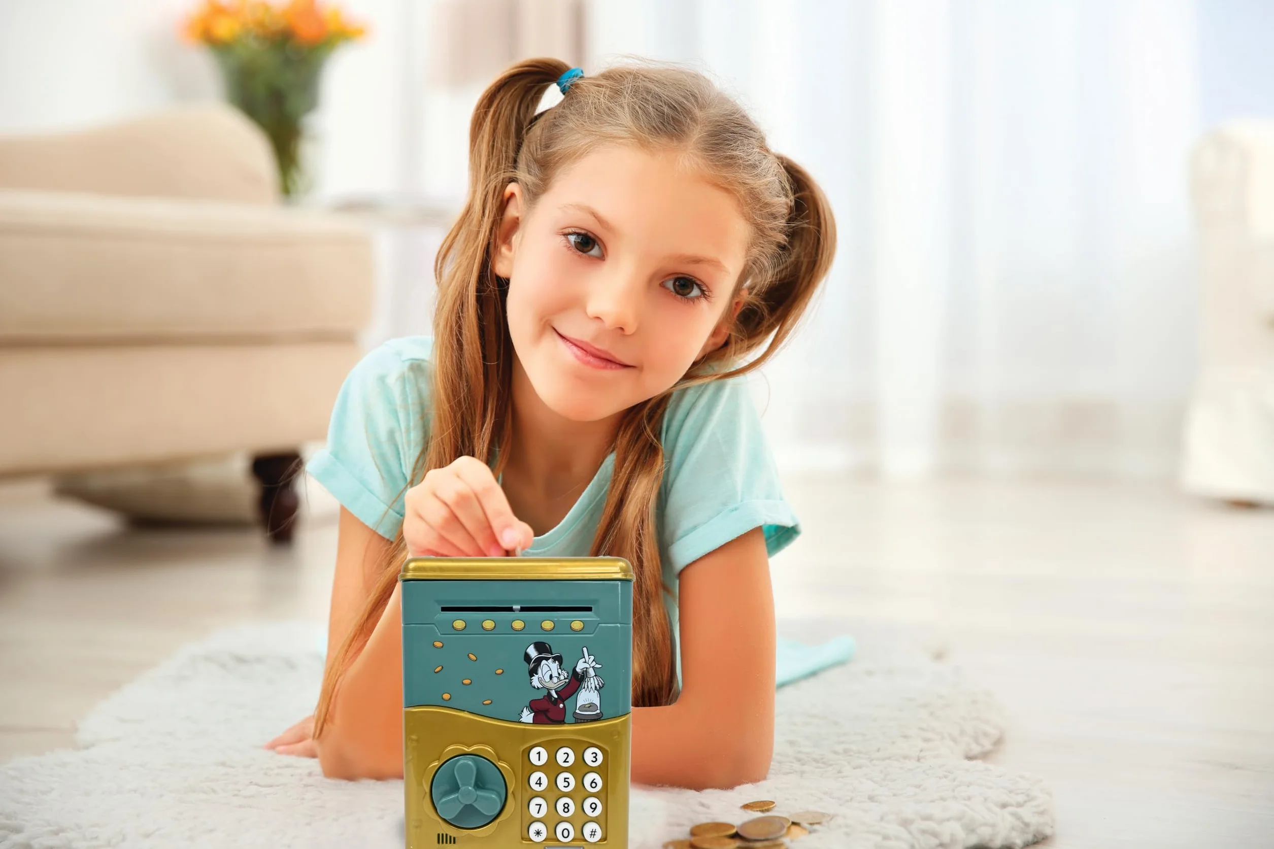 Lexibook, Disney Classics, Elektroniczna Skarbonka SknerUS, Efekty Dźwiękowe i Świetlne, 9 Utworów Muzycznych w Zestawie, Zielony, Żółty, JG150SC