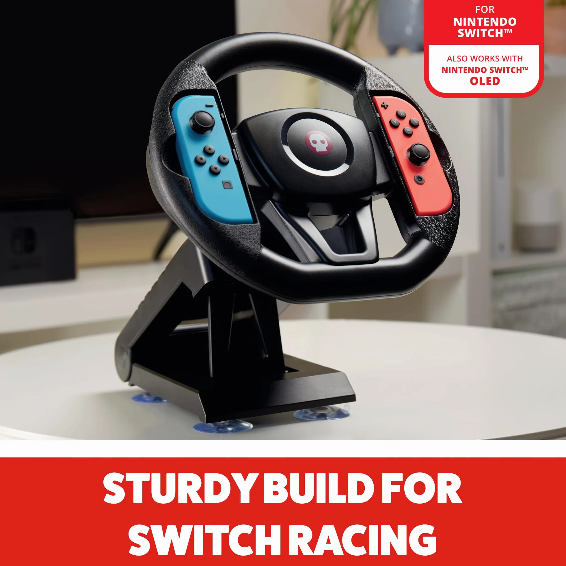 Konix Joy Con Steering Wheel Table Attachment Lenkrad Nintendo Switch black