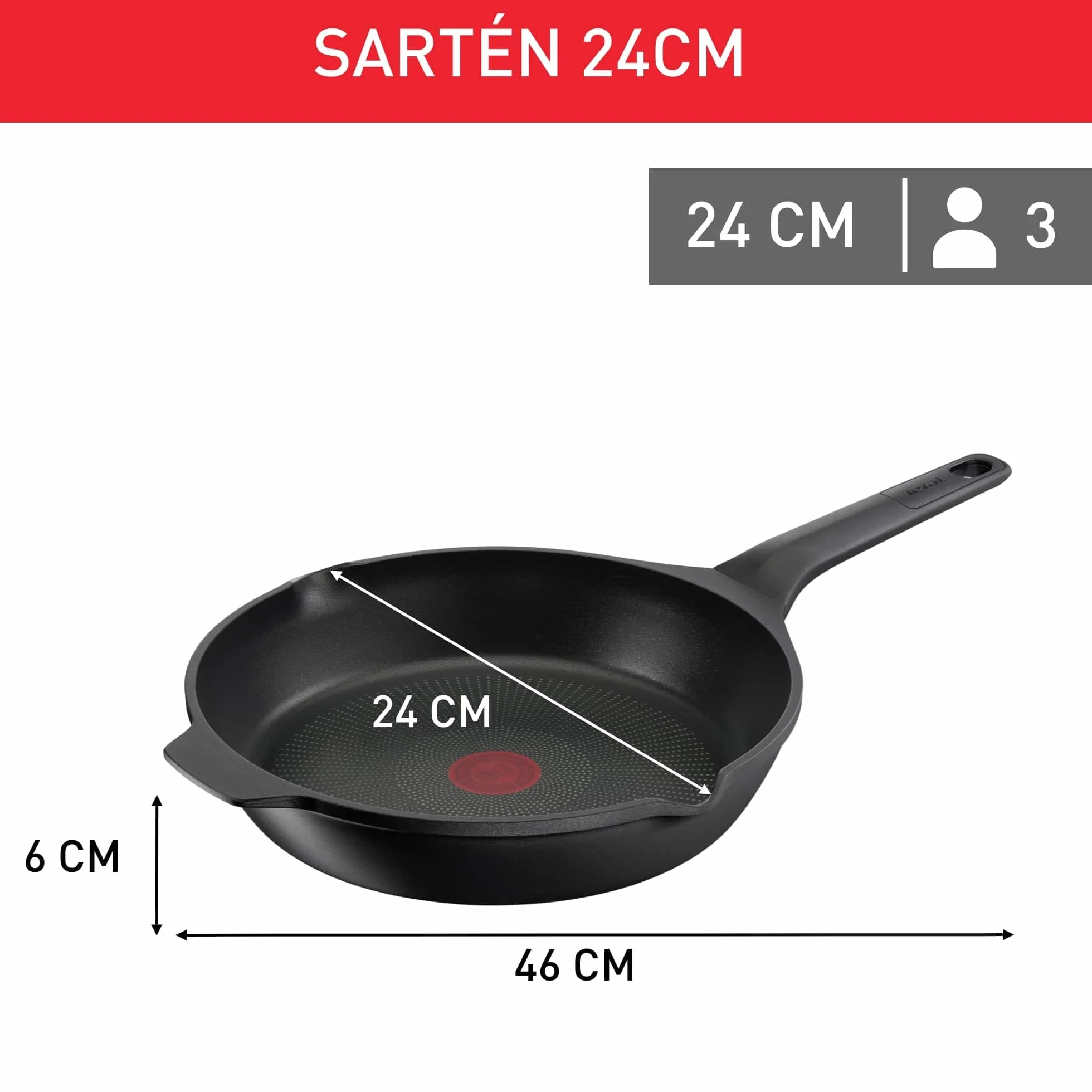 Tefal Aroma On Patelnia 24 cm Aluminiowa Czarna