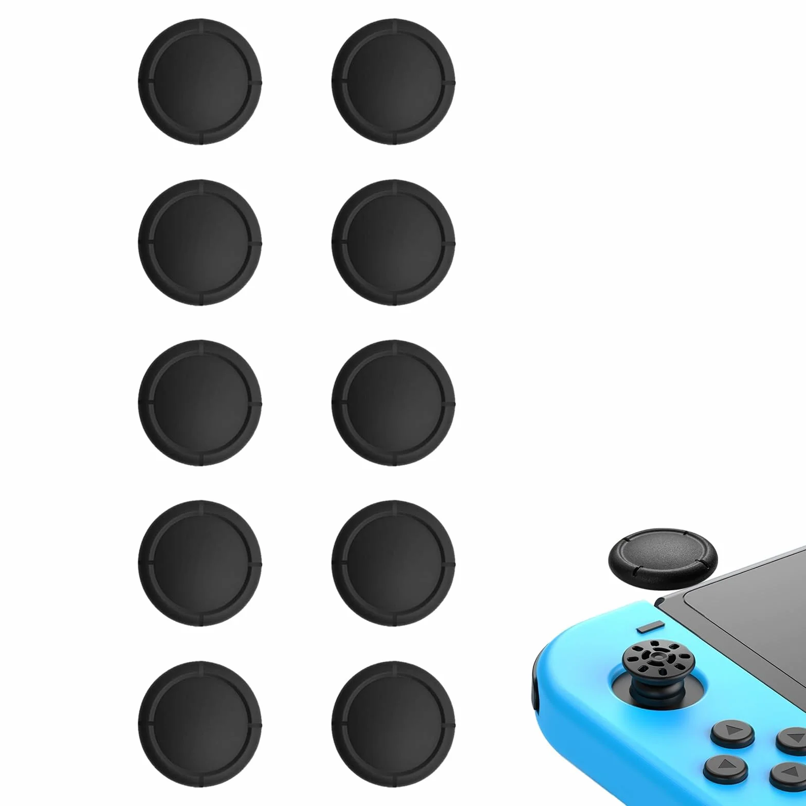 Zamienna nasadka do Switch/OLED/Lite, silikonowe nakładki joysticka, uchwyty na kciuki do przełącznika, protege (5 par, czarna)