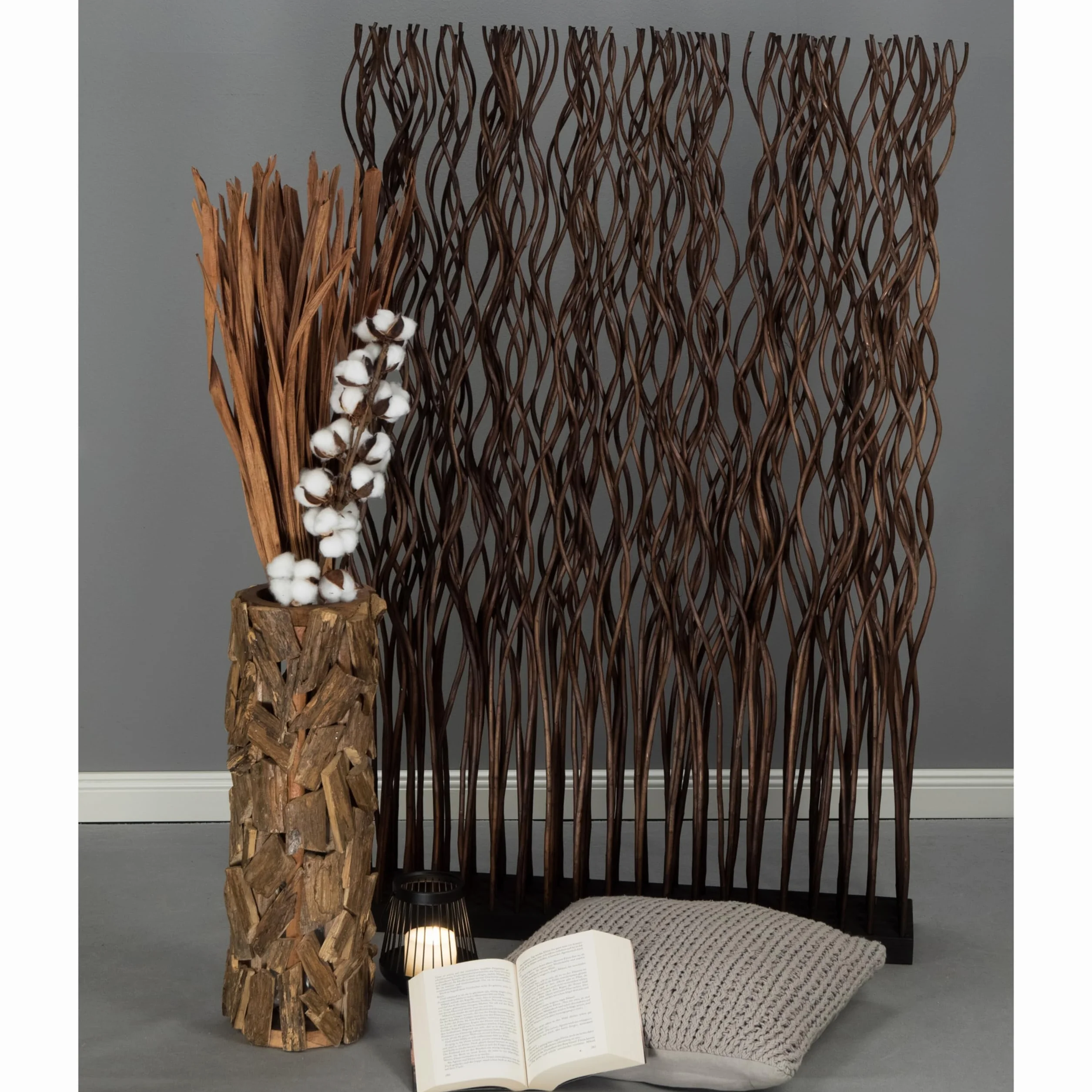 Bello PARAVENT Kinki | 110 x 70 x 17 cm, przegroda z drewna wierzbowego | gałązka, ekran, dekoracyjna ścianka działowa, ruchoma ścianka działowa, element dekoracyjny z wierzby | Kolor