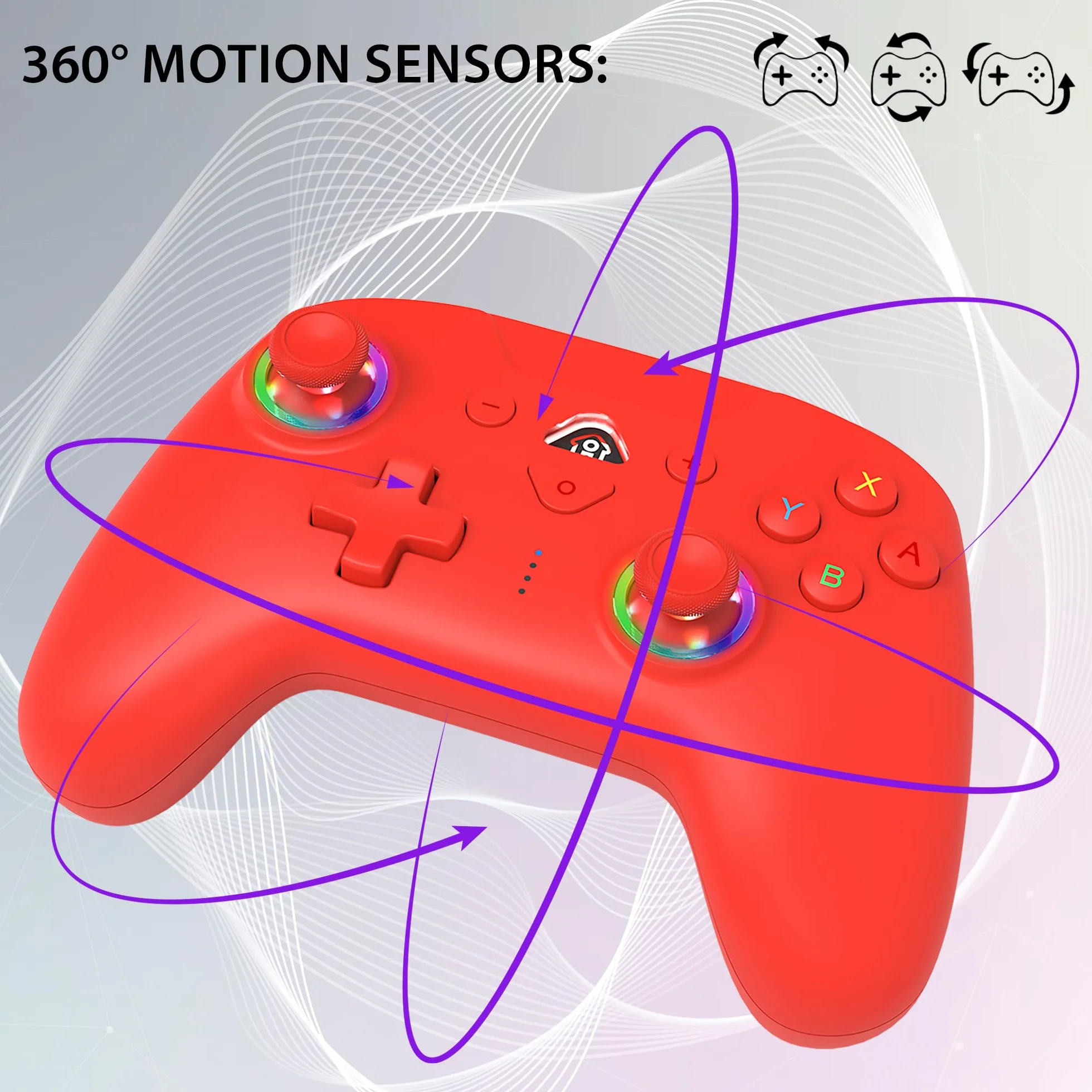 Subsonic Bezprzewodowy kontroler do Switch i Switch Oled – bezprzewodowy kontroler Bluetooth z diodami LED, wibracjami i 6-osiowym żyroskopem - czerwony