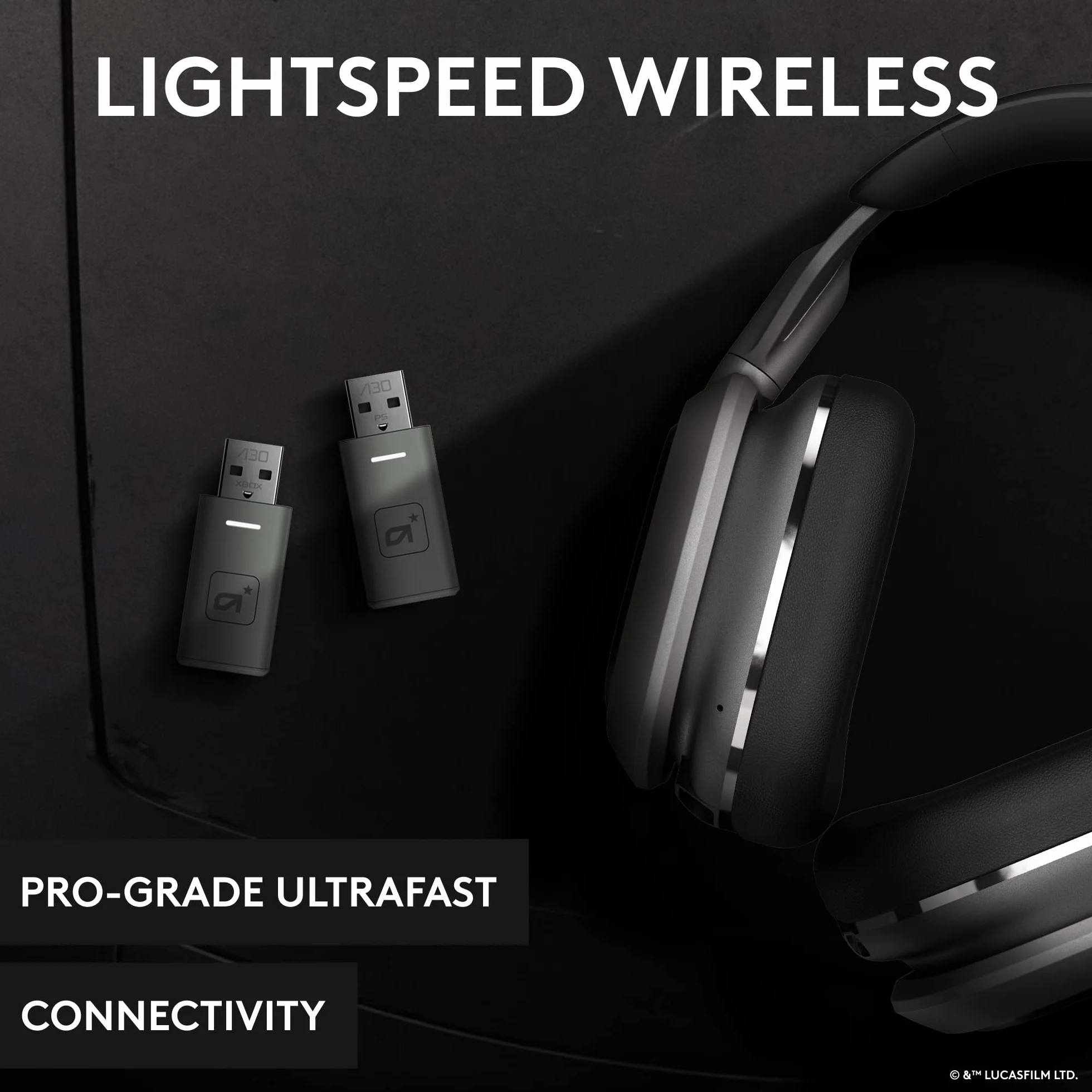 Logitech G Astro A30 Lightspeed Bezprzewodowy Zestaw Słuchawkowy Gamingowy do Xbox - Bluetooth, USB-C, The Mandalorian Edition Srebro