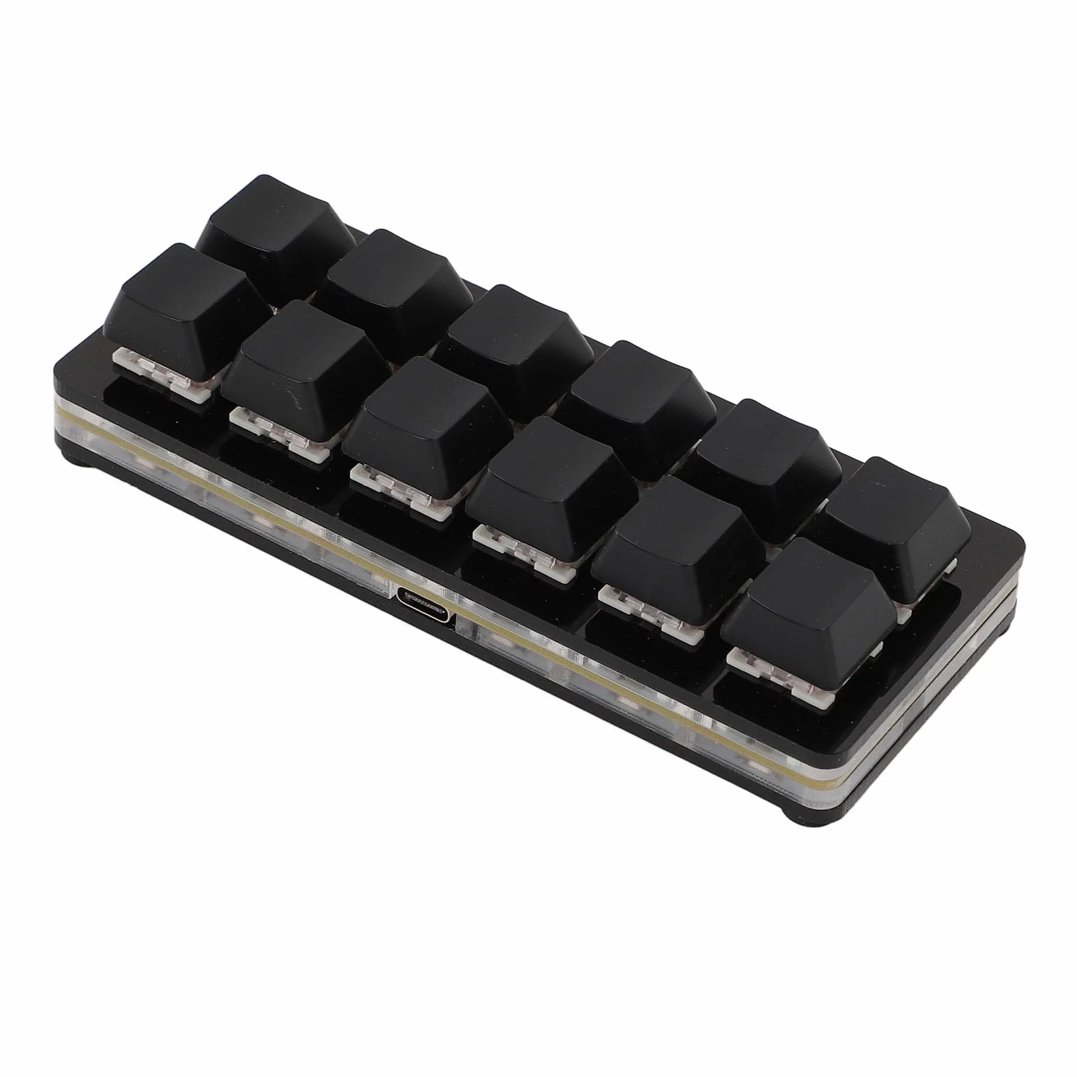 12 Mały Klawiatura Klawiatury Klawiatury na PC, Wielofunkcyjna Programowalna Klawiatura Gry RGB dla Projektantów i Graczy, AcryLicblack/1 (BLACK)