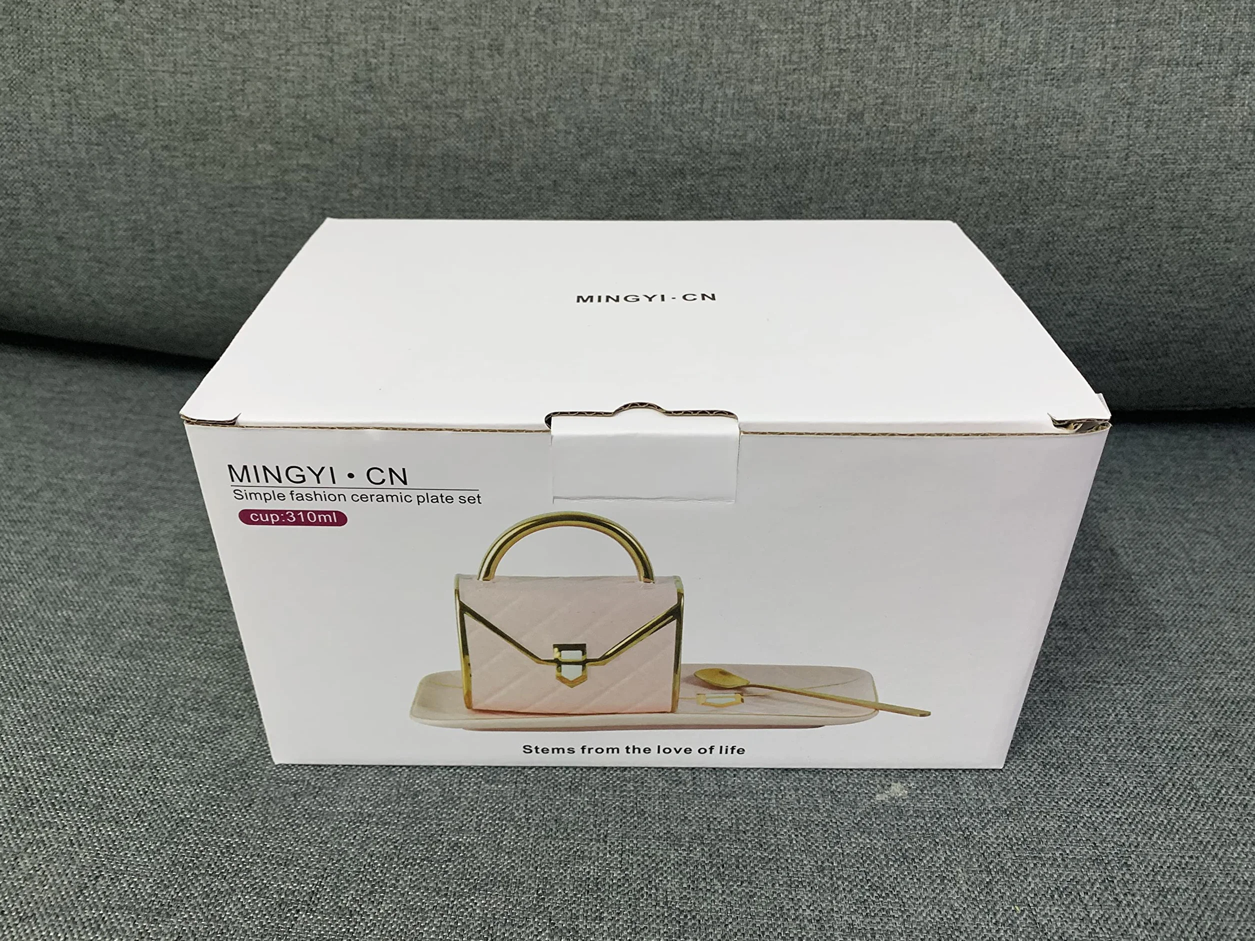 MVSR Zestaw Filiżanek do Herbaty i Spodków, Espresso, Kawy - Porcelanowa Ceramiczna Filiżanka z Łyżeczką, 310 ml (Czarny)