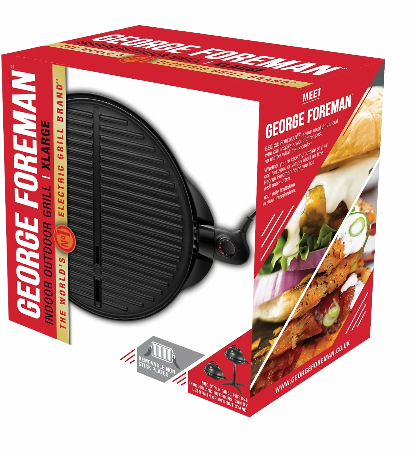 George Foreman Grill elektryczny 2400W 1500cm² nieprzywierający regulacja temperatury czarny