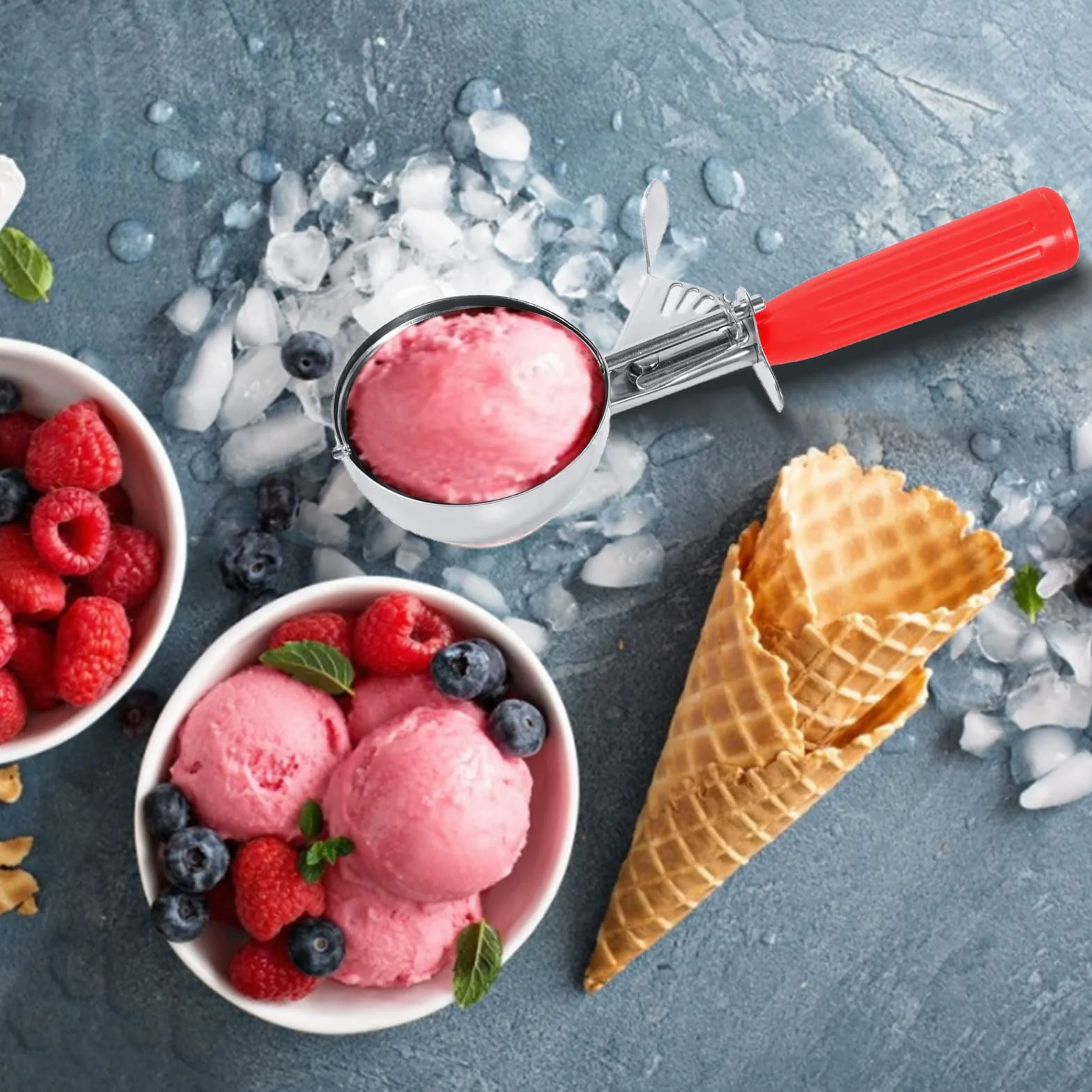 Łyżka do Lodów ze Stali Nierdzewnej z Plastikowym Uchwytem 5.2CM Narzędzie Kuchenne