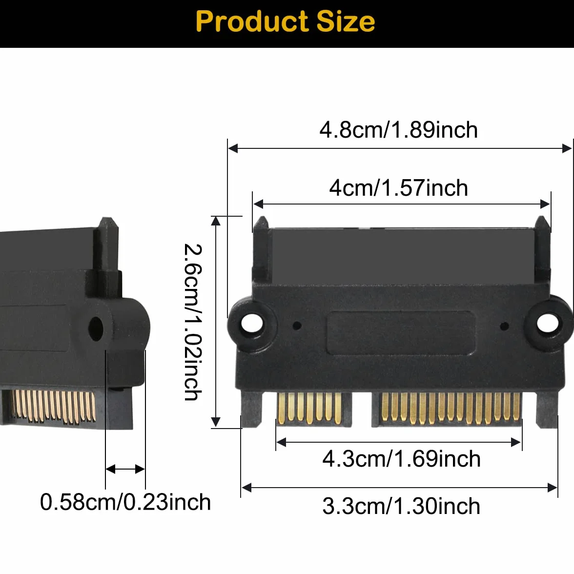 SATA na SATA HDD Adapter, 22-pinowy (7+15) męski na 22-pinowy żeński przedłużacz do dysków twardych 2,5", 2 PCS Slim SATA Converter, Not for SAS, 180 stopni prawy łącznik kątowy