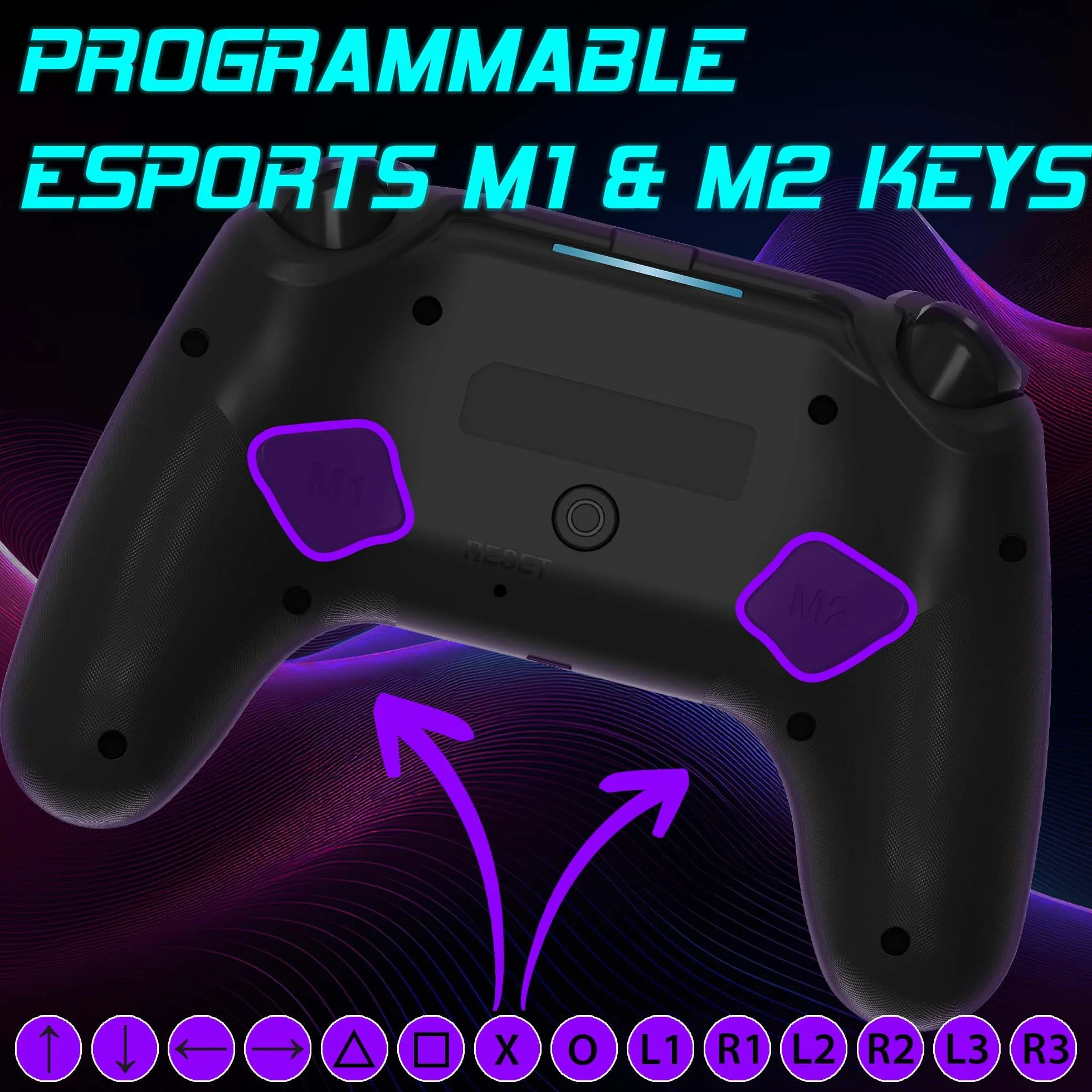 Subsonic Bezprzewodowy kontroler do PS5 z programowalnymi wiosłami LED, wibracją i dotykiem, czarny