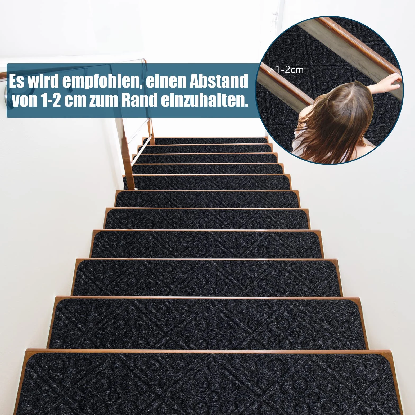 COSTWAY Zestaw 15 mat na schody, 76 x 20 cm, antypoślizgowe, samoprzylepne, wodoodporne, szare