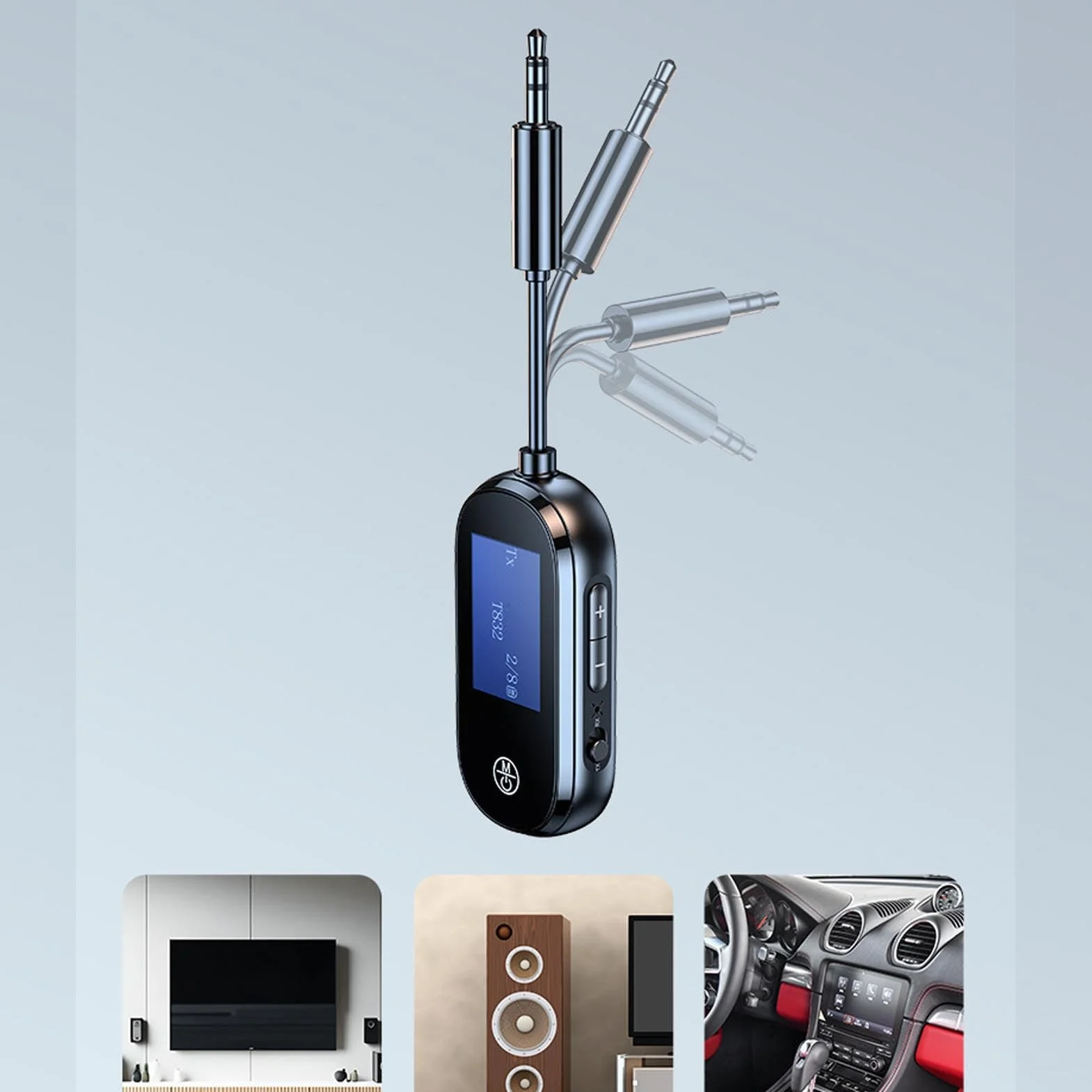 PUSOKEI Bluetooth 5.3 Odbiornik Nadajnika do Telewizji do Słuchawek Bezprzewodowych, Bezprzewodowy Adapter Odbiornika Audio 2 w 1 do Słuchawek PC TV