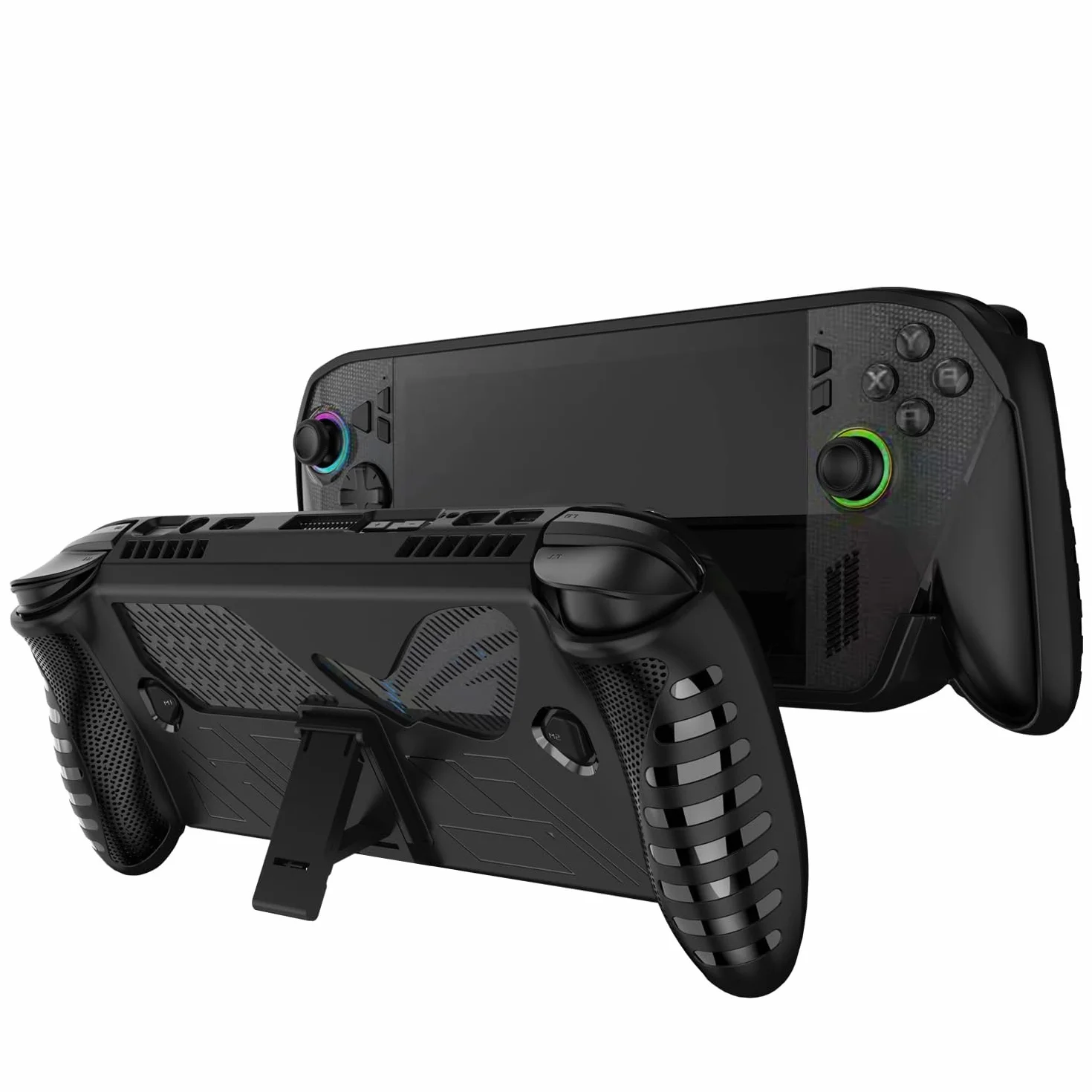 Etui ochronne do ROG Xbox Ally/Xbox Ally X, odporne na wstrząsy, antypoślizgowe, pełna ochrona, pokrowiec, powłoka TPU z podpórką, ręczne akcesoria do gier (czarne)