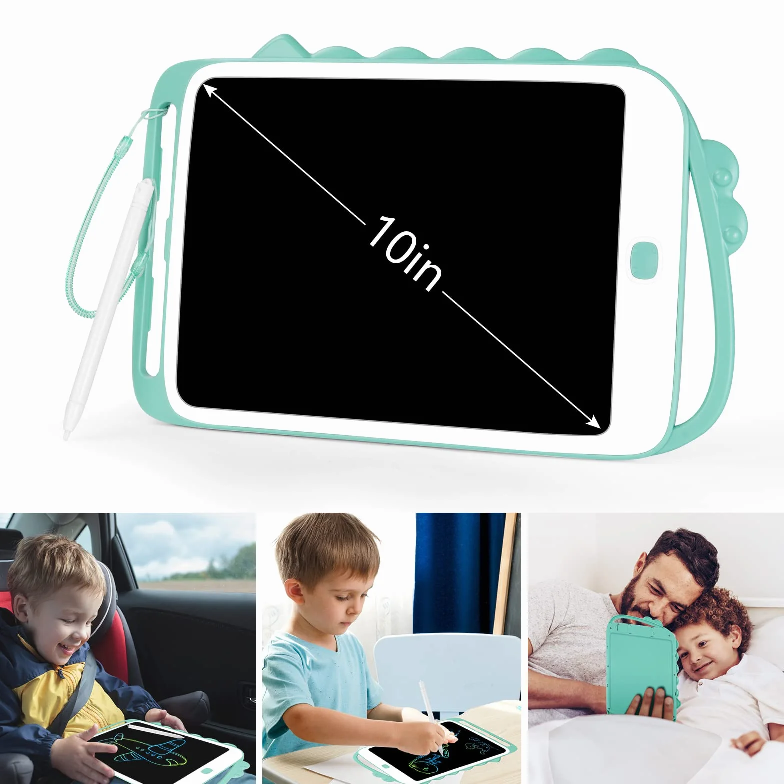Vicloon Tablet LCD do nauki pisania, kolorowa tablica kreślarska, cyfrowy e-czytnik, elektroniczny tablet graficzny, dla dzieci do pisania odręcznego i rysowania, z blokadą, 10”, zielony