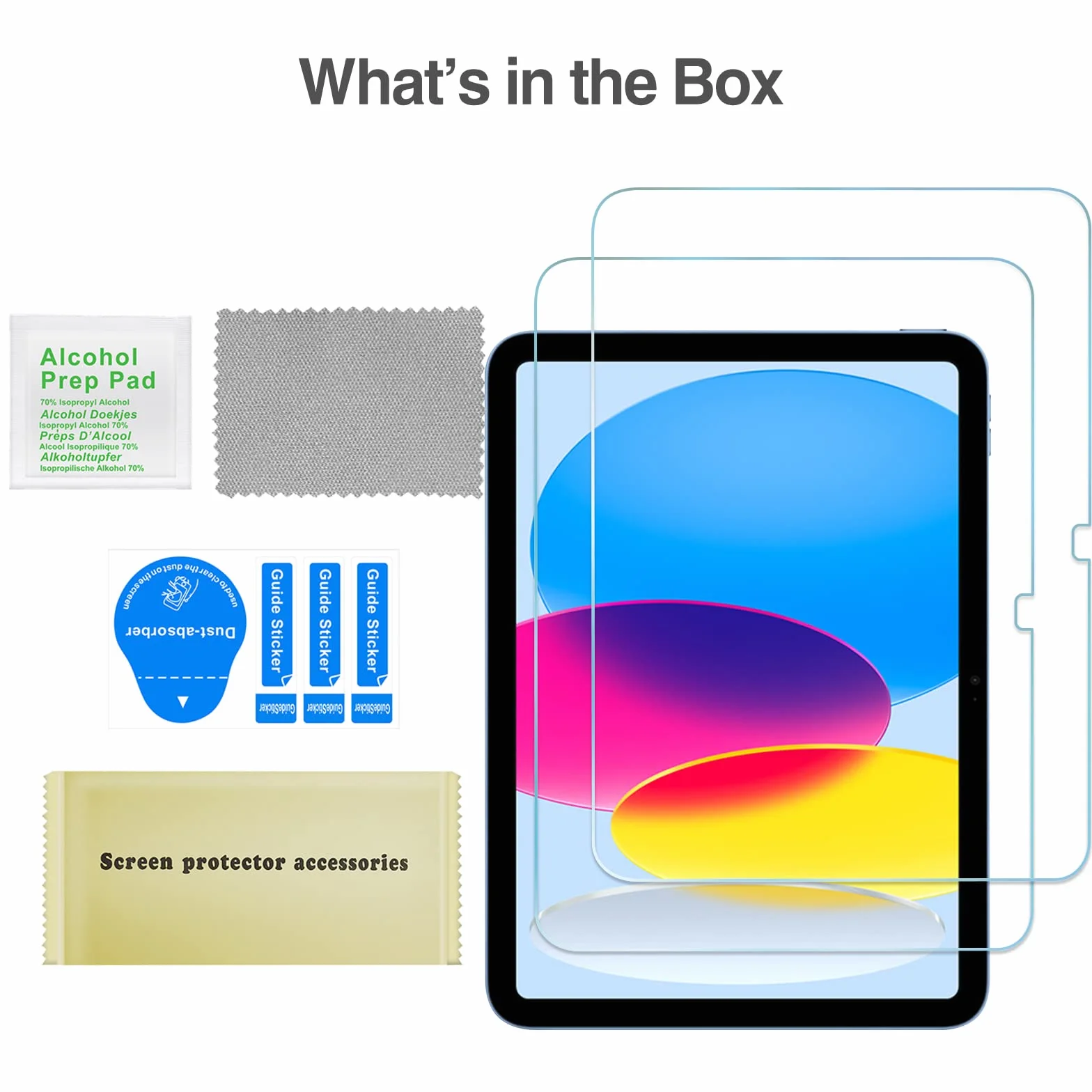 ProCase iPad 10 Generation 10,9 cala folia 2 sztuki, szkło hartowane iPad 10 (A2696 A2757 A2777) twardość 9H, odporna na zarysowania