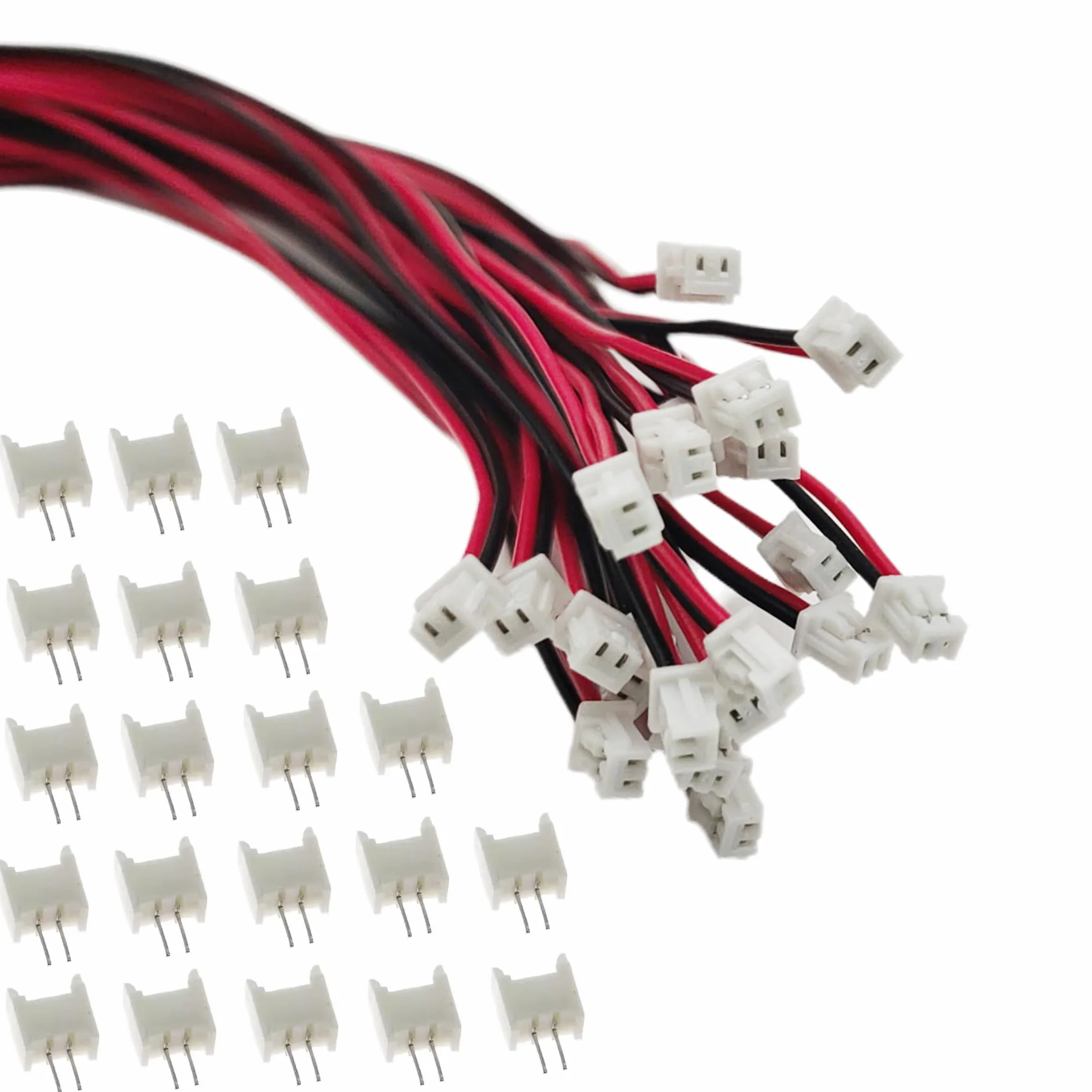 20 zestawów JST 1,25 mm 2 pinowe mikro wtyczki elektryczne z UL1571-26AWG kabel 20 cm i 1,25 mm gniazdo wtykowe zestaw złączy wtykowych